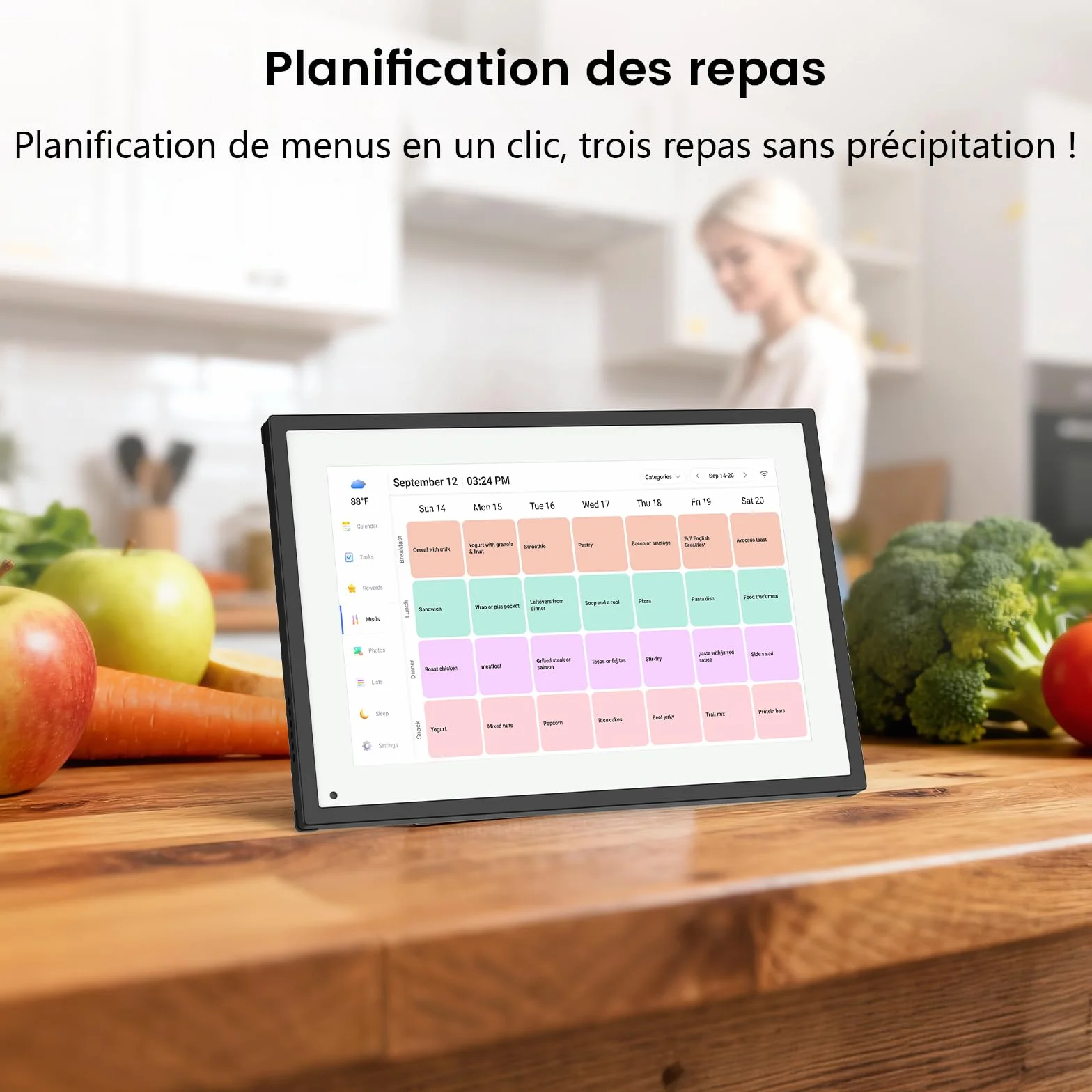 NEWYES 2026 Calendrier Numérique de Bureau 10,1" - Tableau Organisation Famille/Individuel & Cadre Numérique Wi-Fi Sync Écran Tactile Intelligent pour Semaine Enfant/Repas/Agenda/Apprentissage