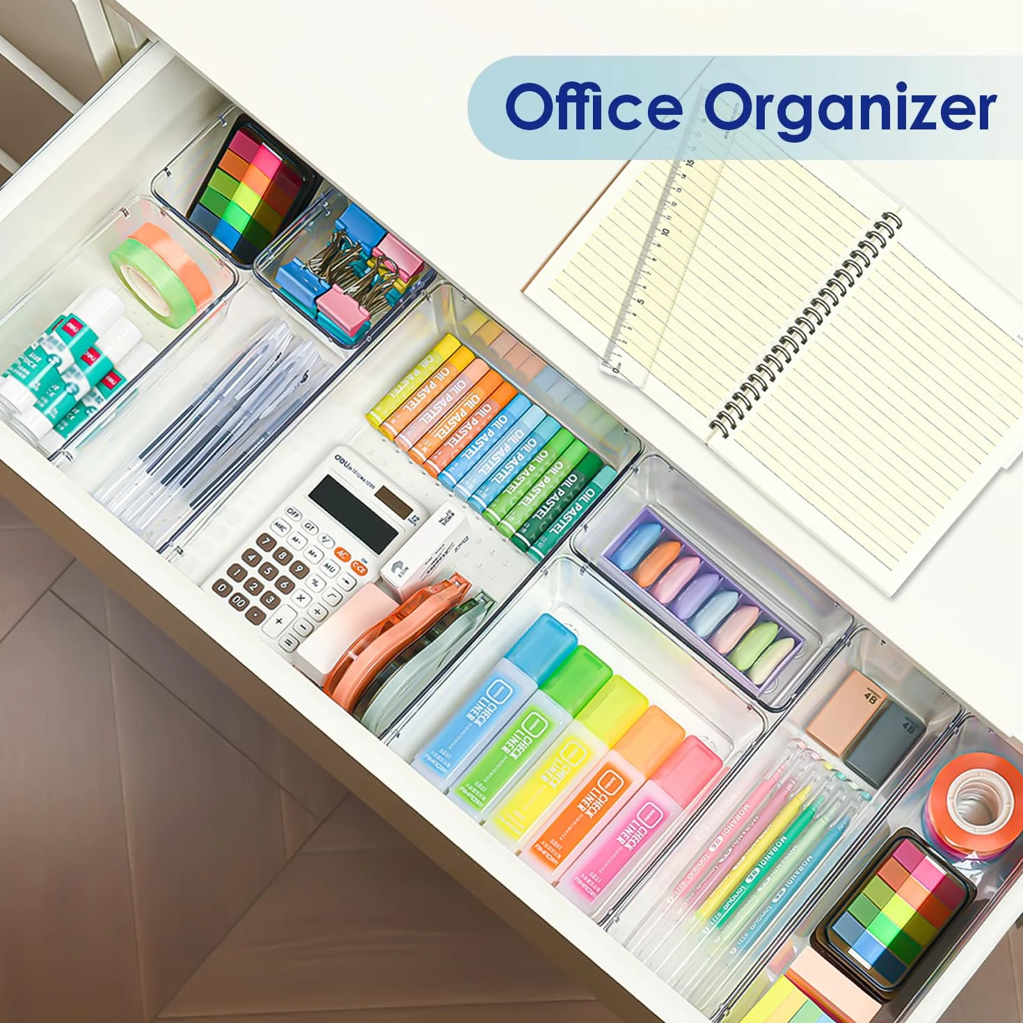 Lot de 16 Organisateurs de Tiroirs Transparent, Rangement Maquillage avec 5 Tailles, Plastique pour Bijoux Cosmétiques