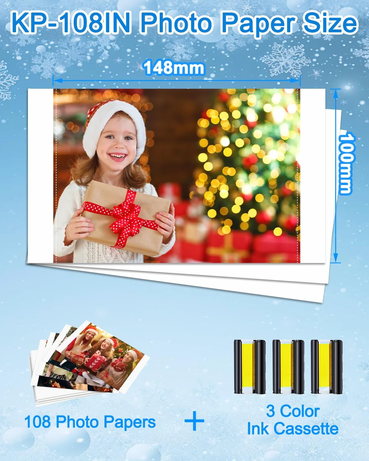NineLeaf Papier photo Canon Selphy CP1300 CP1500 CP1200 CP1000 CP910 KP-108IN 3115B001 10x15cm 108 sztuk