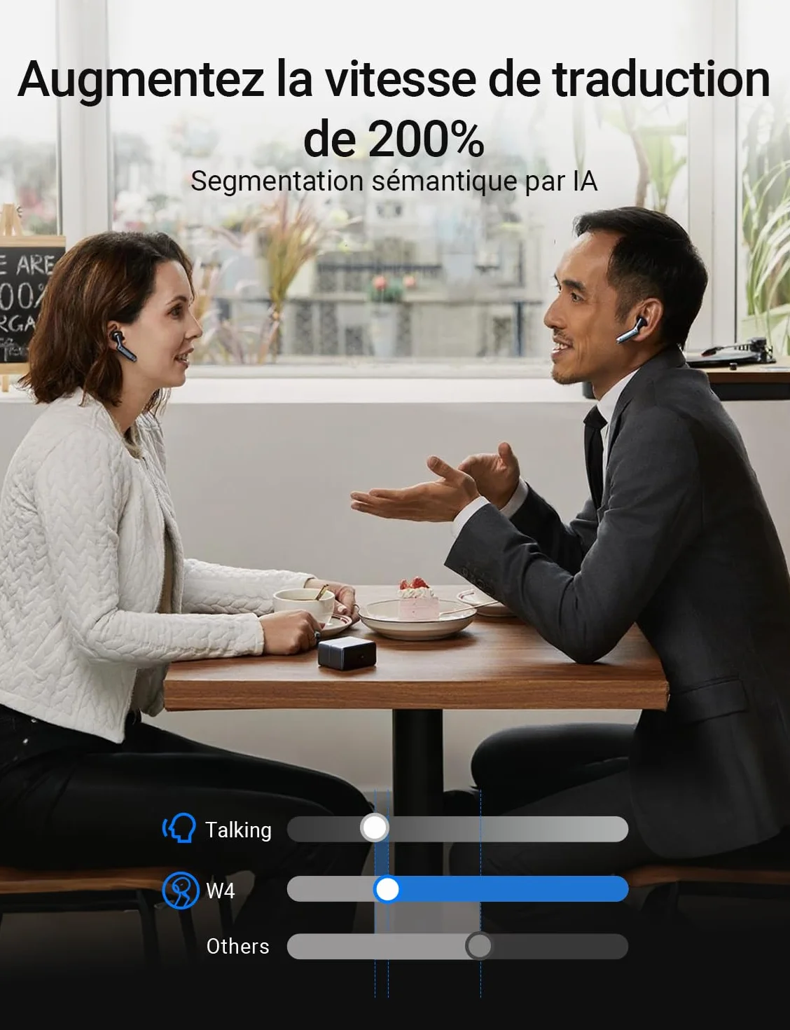 Timekettle W4 Traducteur Vocal Bidirectionnel 40 Langues 93 Accents Oreillette Traduction