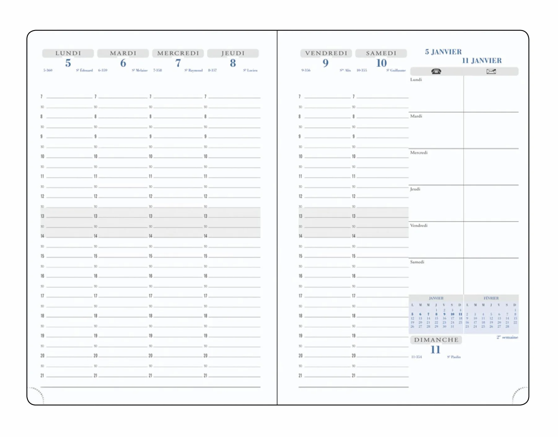 Exacompta Agenda de bureau SAS 20 Visuel 7 Eden 15 x 21 cm Semainier Août 2026 à Août 2027 Lilas
