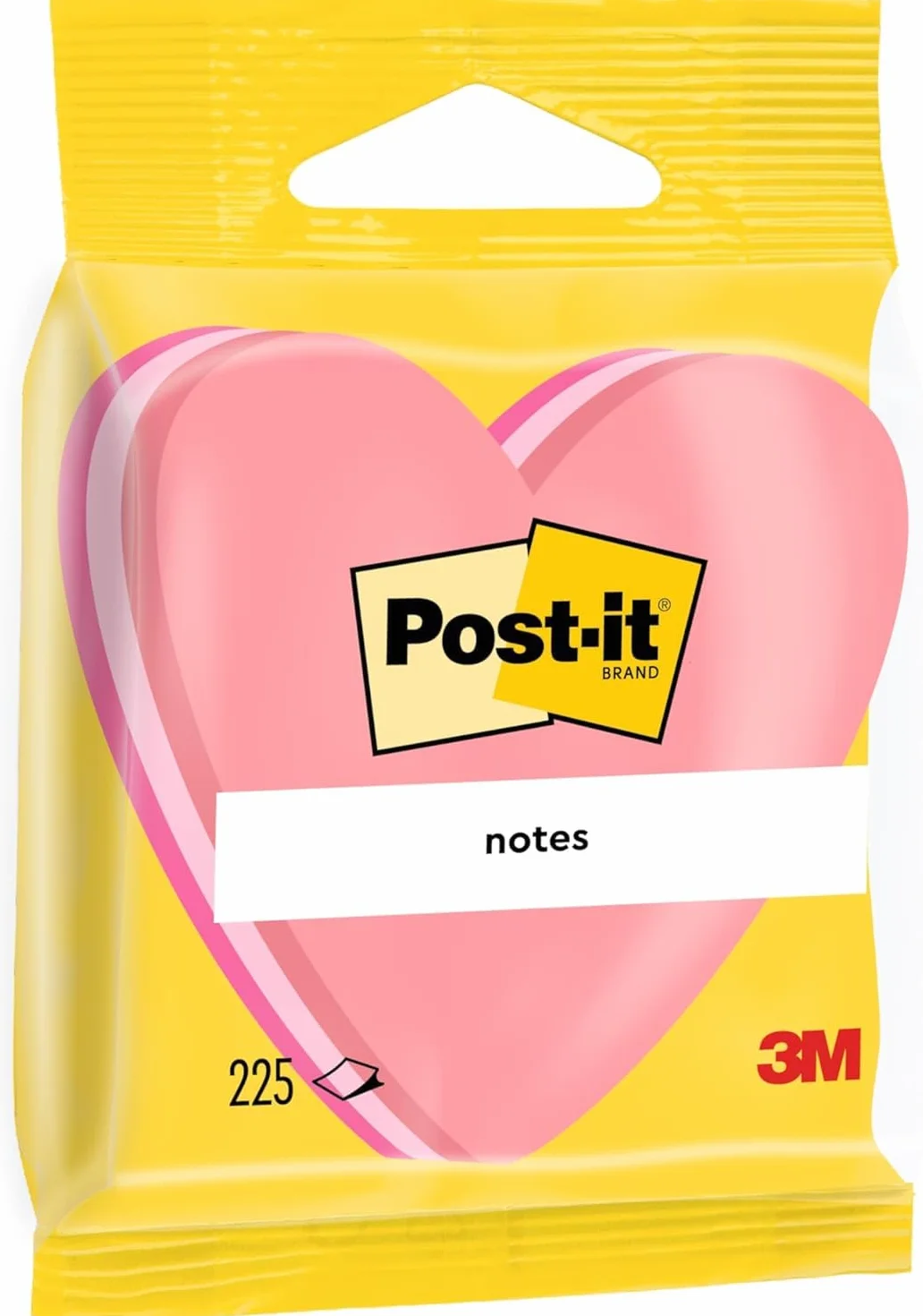 Post-it Notes Autocollantes Cœur, 225 Feuilles, 70 mm x 70 mm, Rose