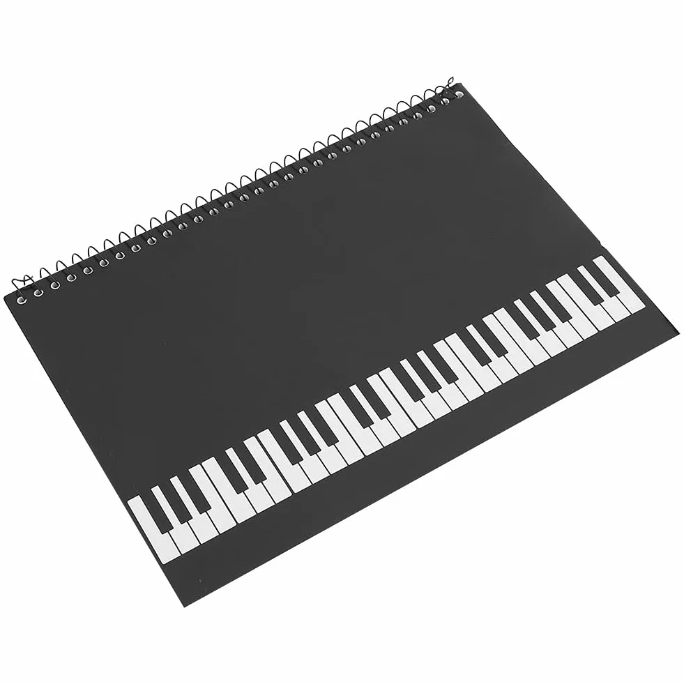 Walfront Papier de Manuscrit de Musique Cahier D'écriture Musicale 50 Pages Carnet de Notes Copie de Partition Écriture avec Couverture de Piano Noire
