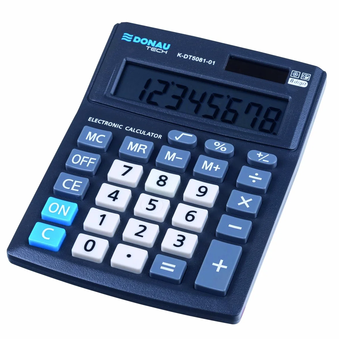 Calculatrice de Bureau Donau Tech K-DT5081-01 8 Chiffres Double Alimentation Solaire Noir 137x101x30 mm