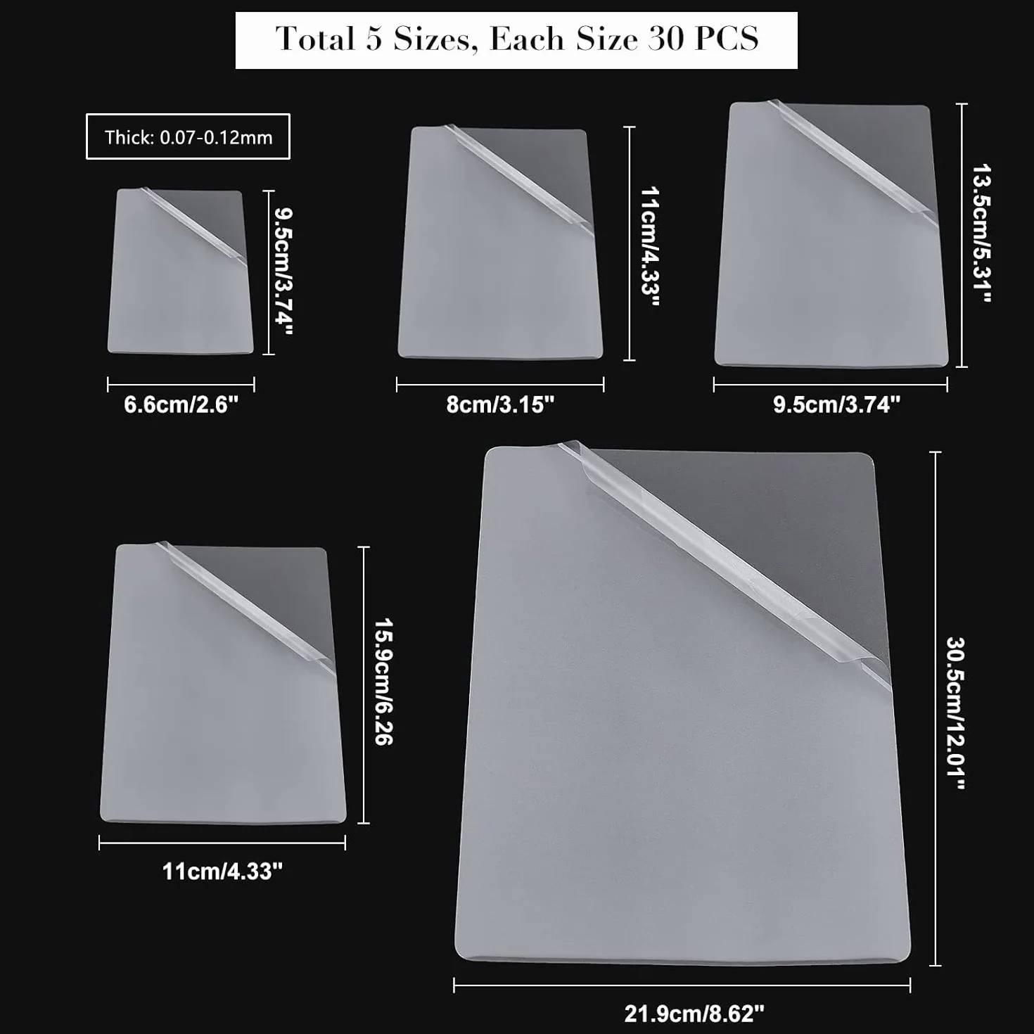 Nbeads 100 Microns Pochettes de Plastification A4, 150 Pcs 5 Tailles Film Thermique pour Photos et Affiches