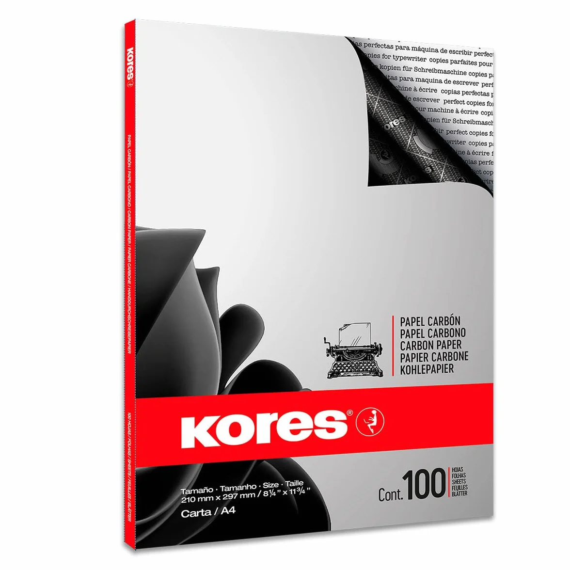 KORES Papier Carbone 1200 DIN A4 100 Feuilles Noir