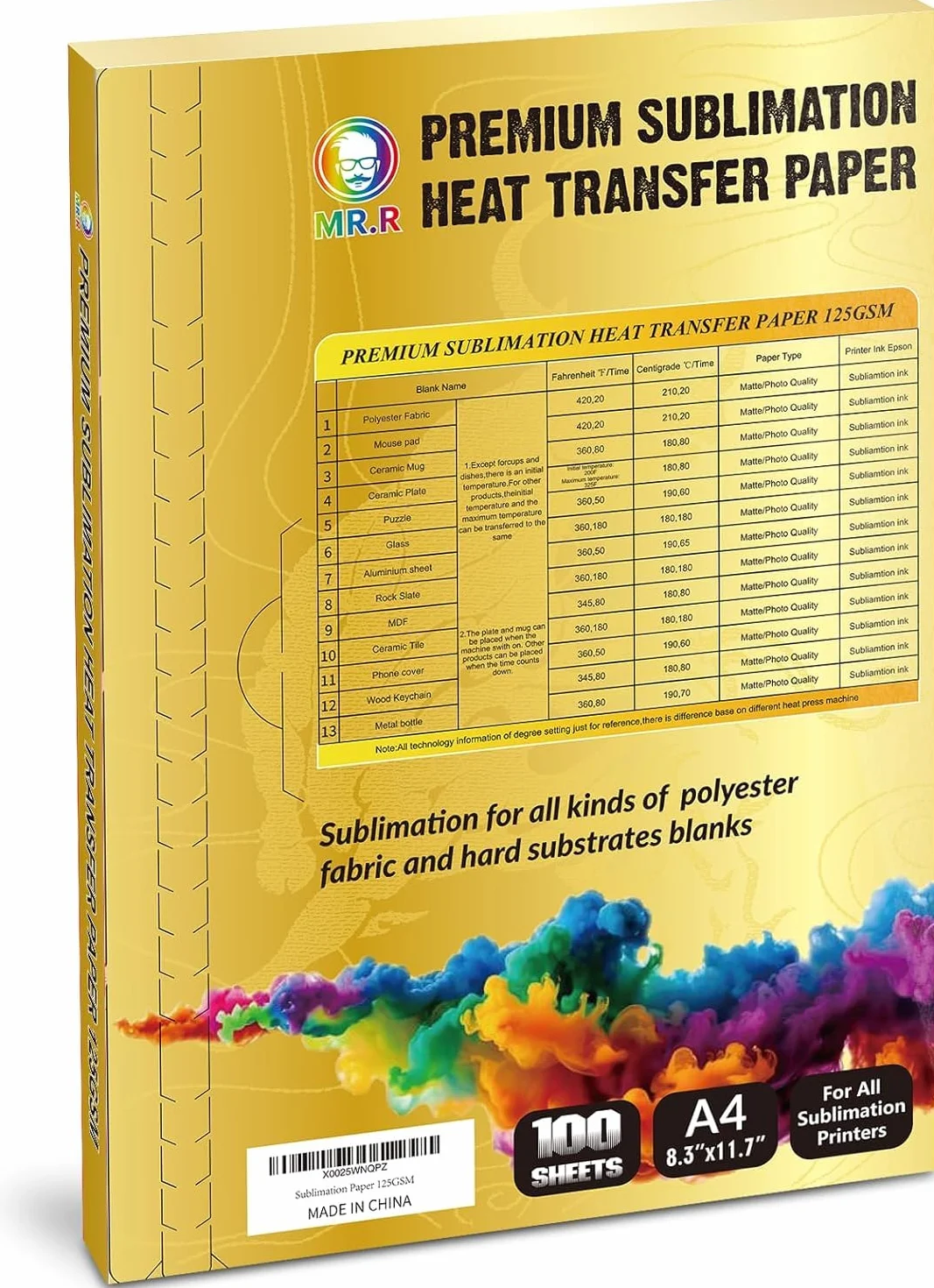 Papier transfert sublimation A4 125gsm 100 feuilles compatible Epson Sawgrass
