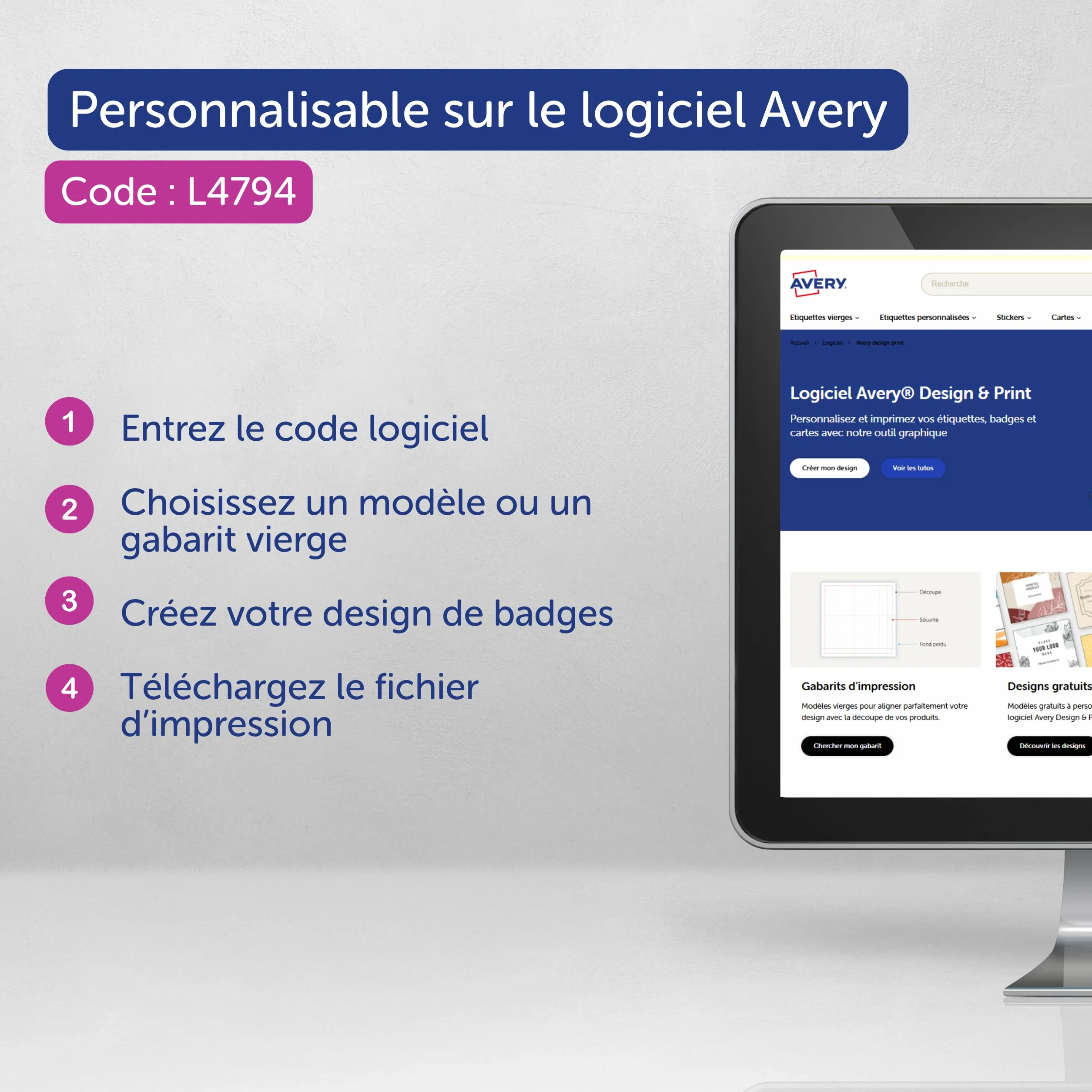 Avery 40 porte-noms imprimables micro-perforés 120 x 45 mm cartes de table personnalisables
