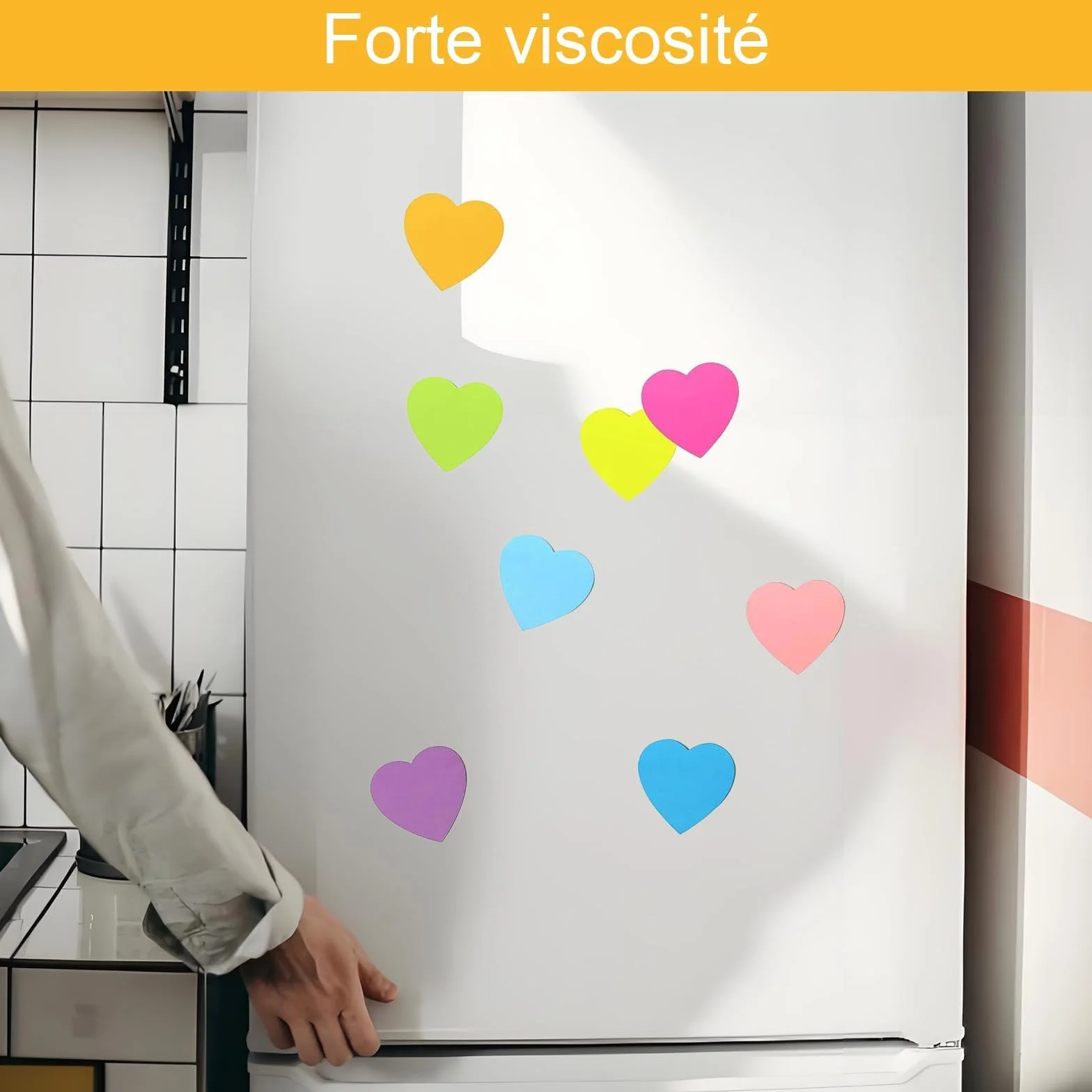 Autocollantes en Cœur 240 Pièces, 8 Couleurs Feuilles Forme De Coeur Auto-Adhésif Notes Adhésives Sticky Notes Repositionnables pour Bureau École (7cm)