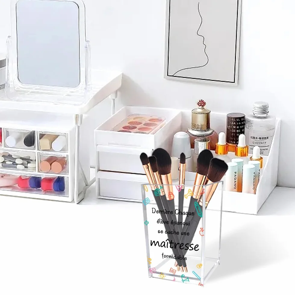 Cadeau Maitresse Noel - Pot a Crayon Bureau Rangement Pinceaux Maquillage