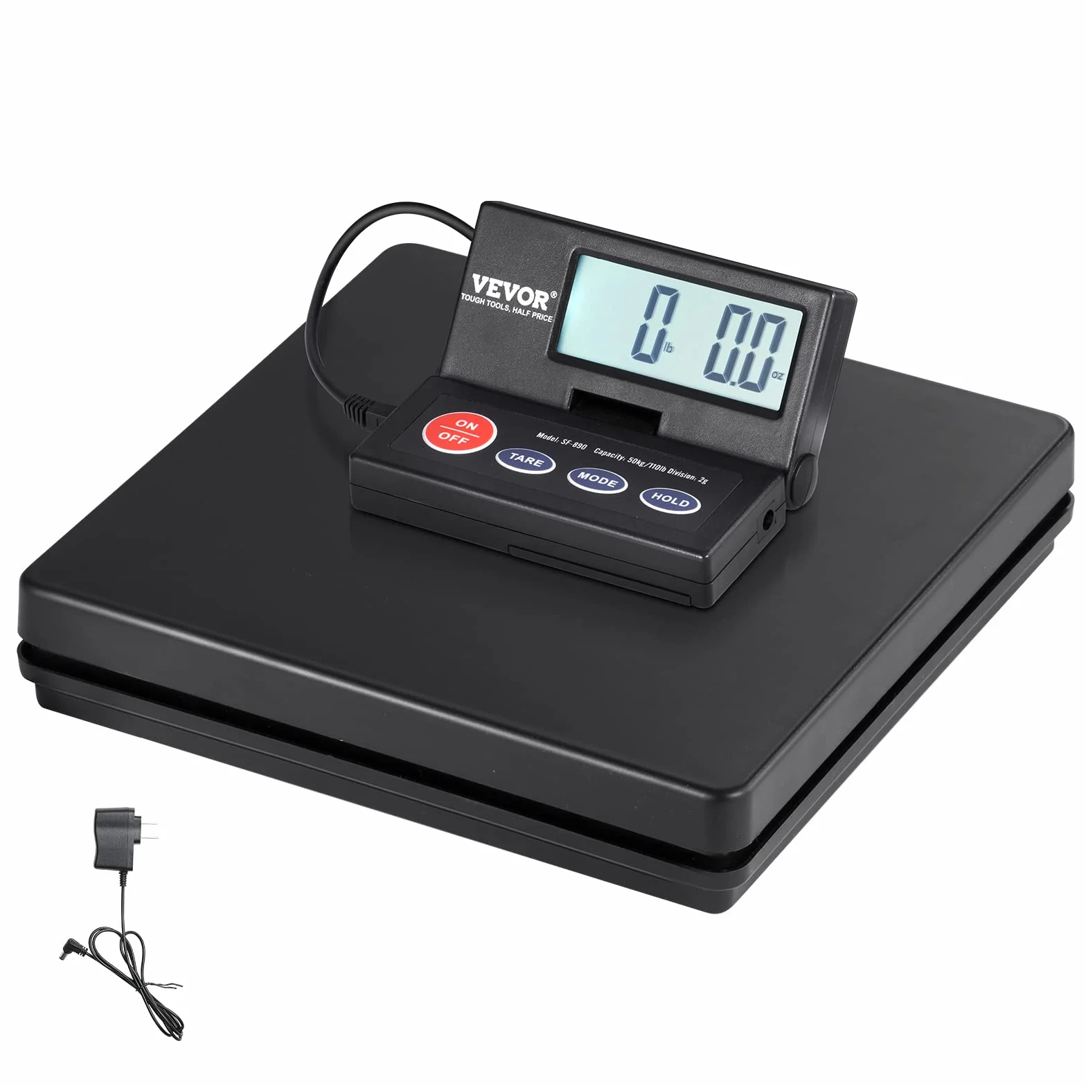 VEVOR Balance Postale Numérique 50 kg Pèse-colis de Précision 2 g avec Tare Maintien Écran LCD Pliable 90°
