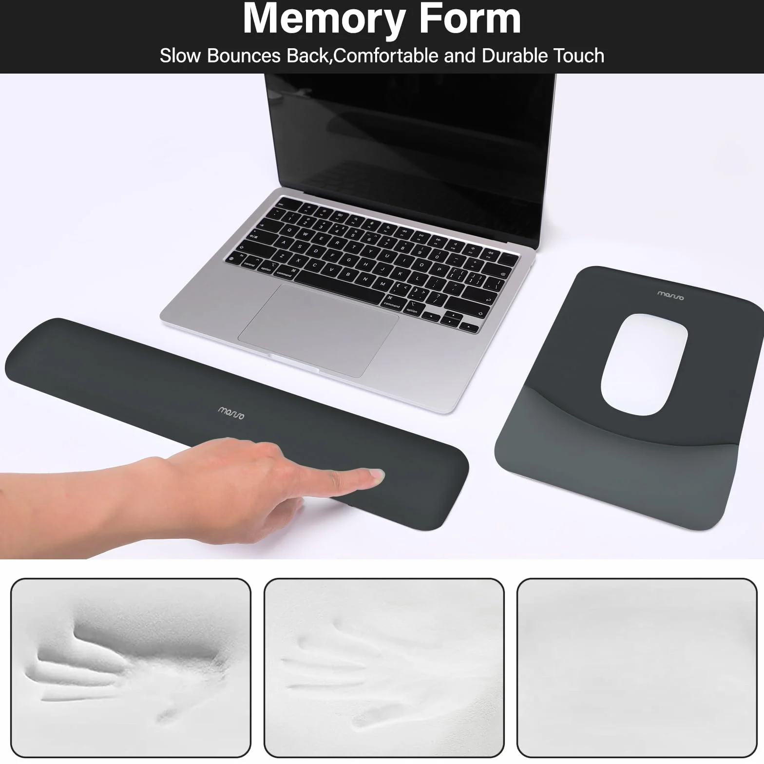 MOSISO Repose-Poignet pour Tapis de Souris et Clavier Set, Ergonomique Antidérapant Rectangle, Gris Ardoise