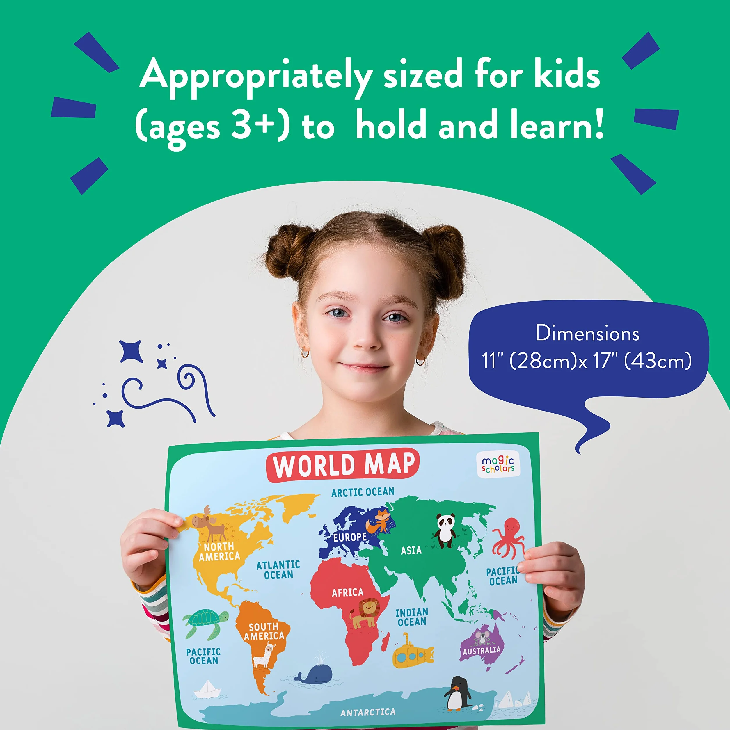 Magic Scholars Poster Éducatif Enfant - Alphabet et Affiches de Classe en Anglais - 18 Posters 28x40cm