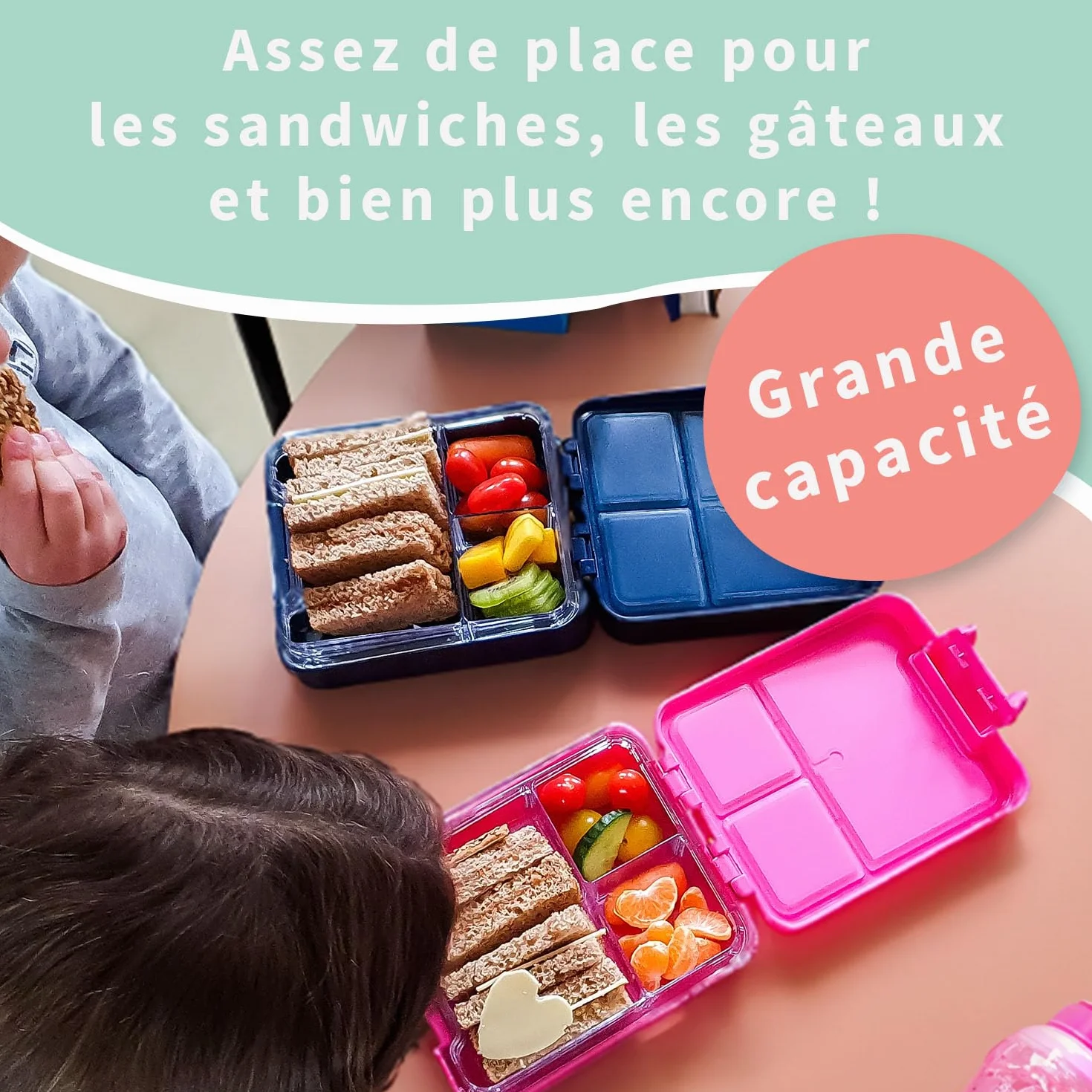 Lunch Box Personnalisée Boite à Goûter Enfant avec Compartiment Micro-ondes Lave-vaisselle Vert Armée