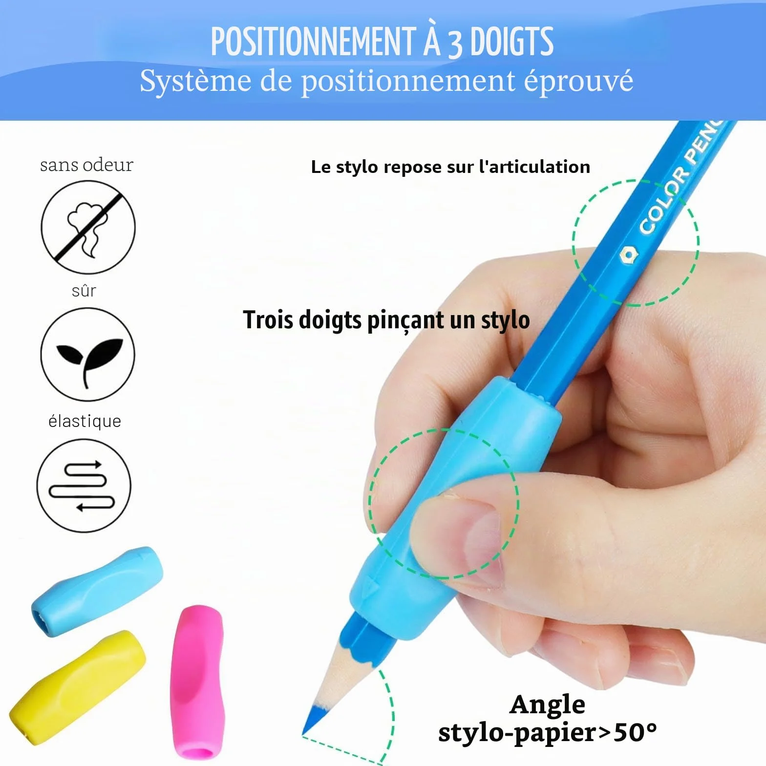 Guide Doigts Ecriture Enfant, Embout Crayon Grips Multicolore
