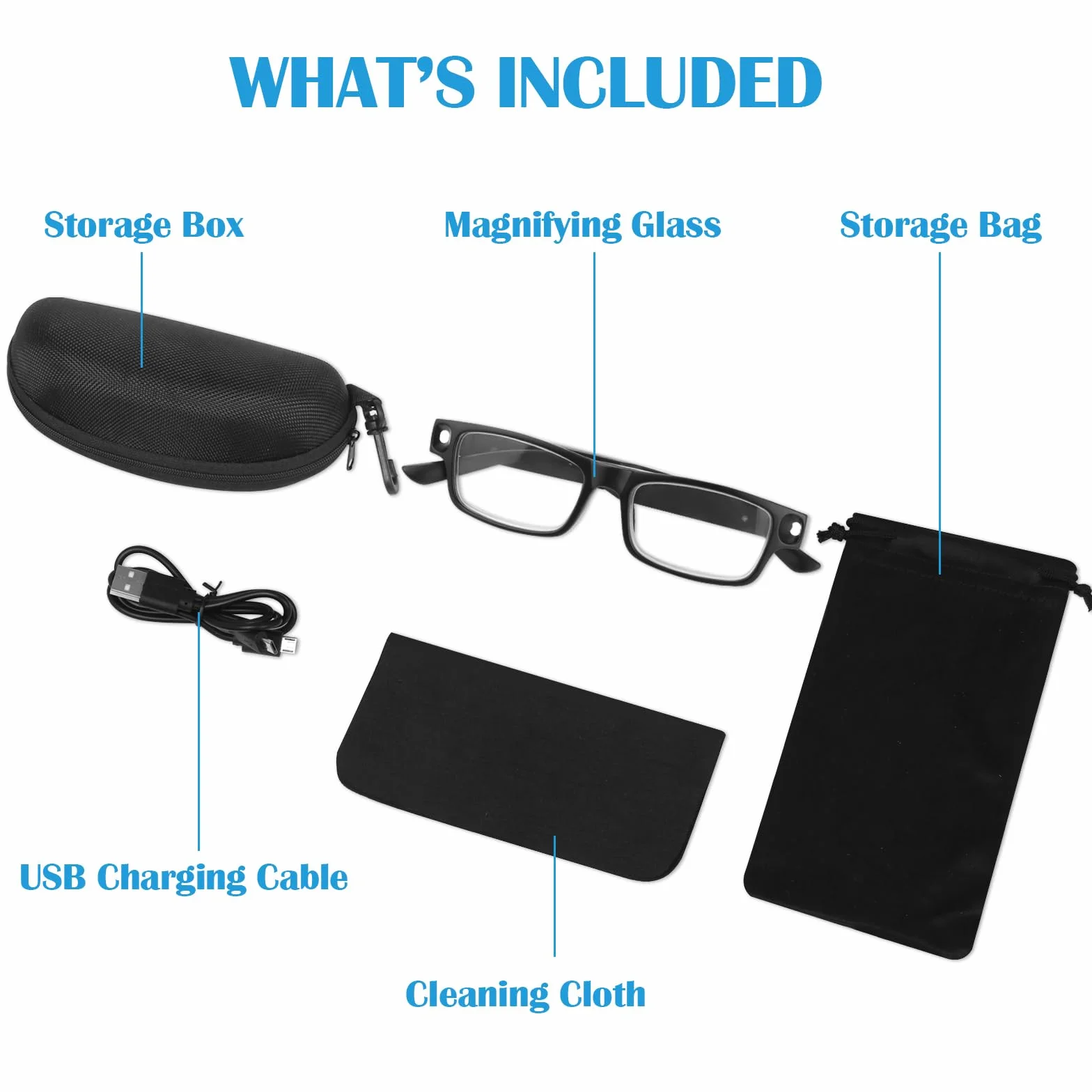 Lunettes Grossissantes 300% avec Lumière LED Rechargeables USB Mains Libres
