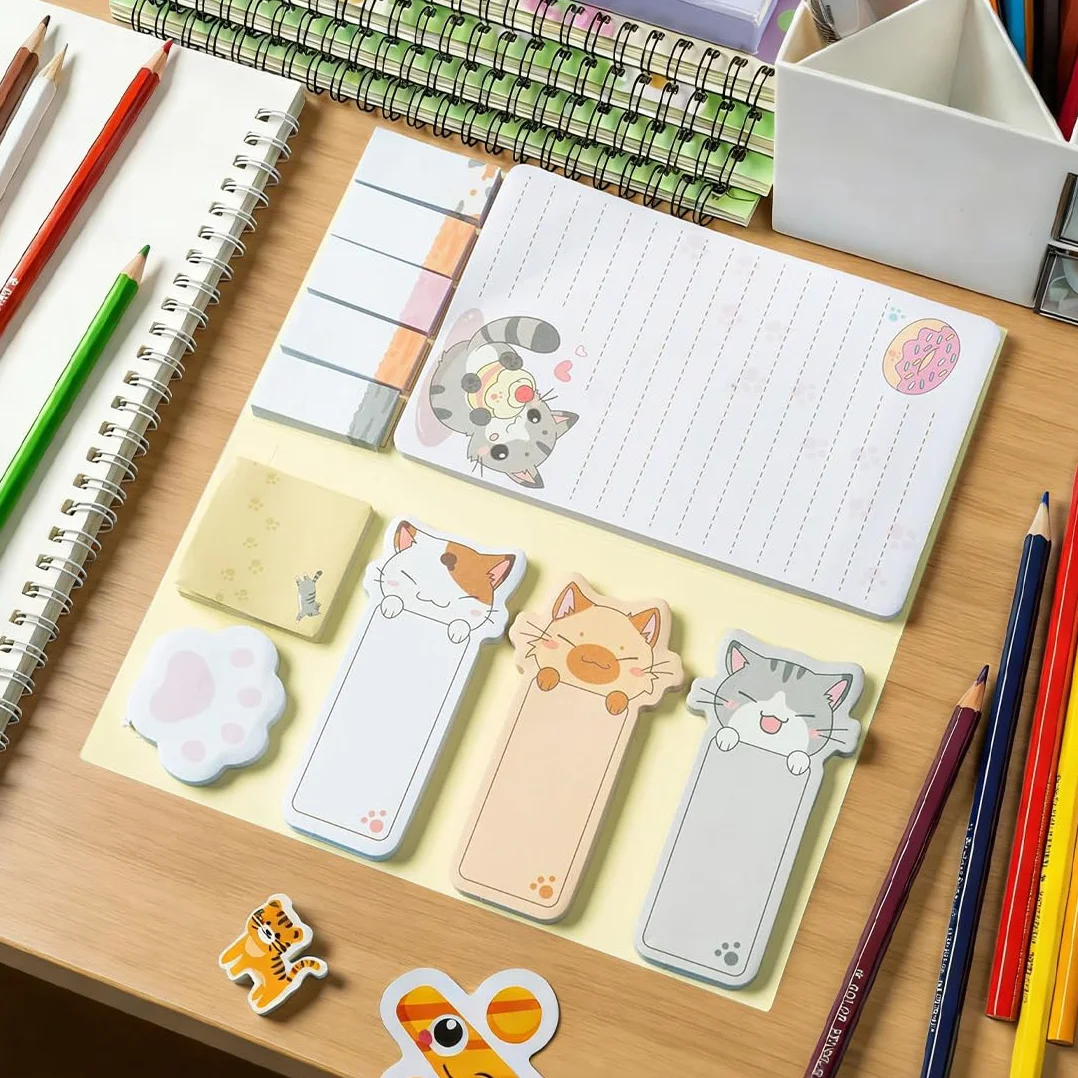 Blocs de notes autocollantes motif chat kawaii 550 pièces papeterie fournitures scolaires