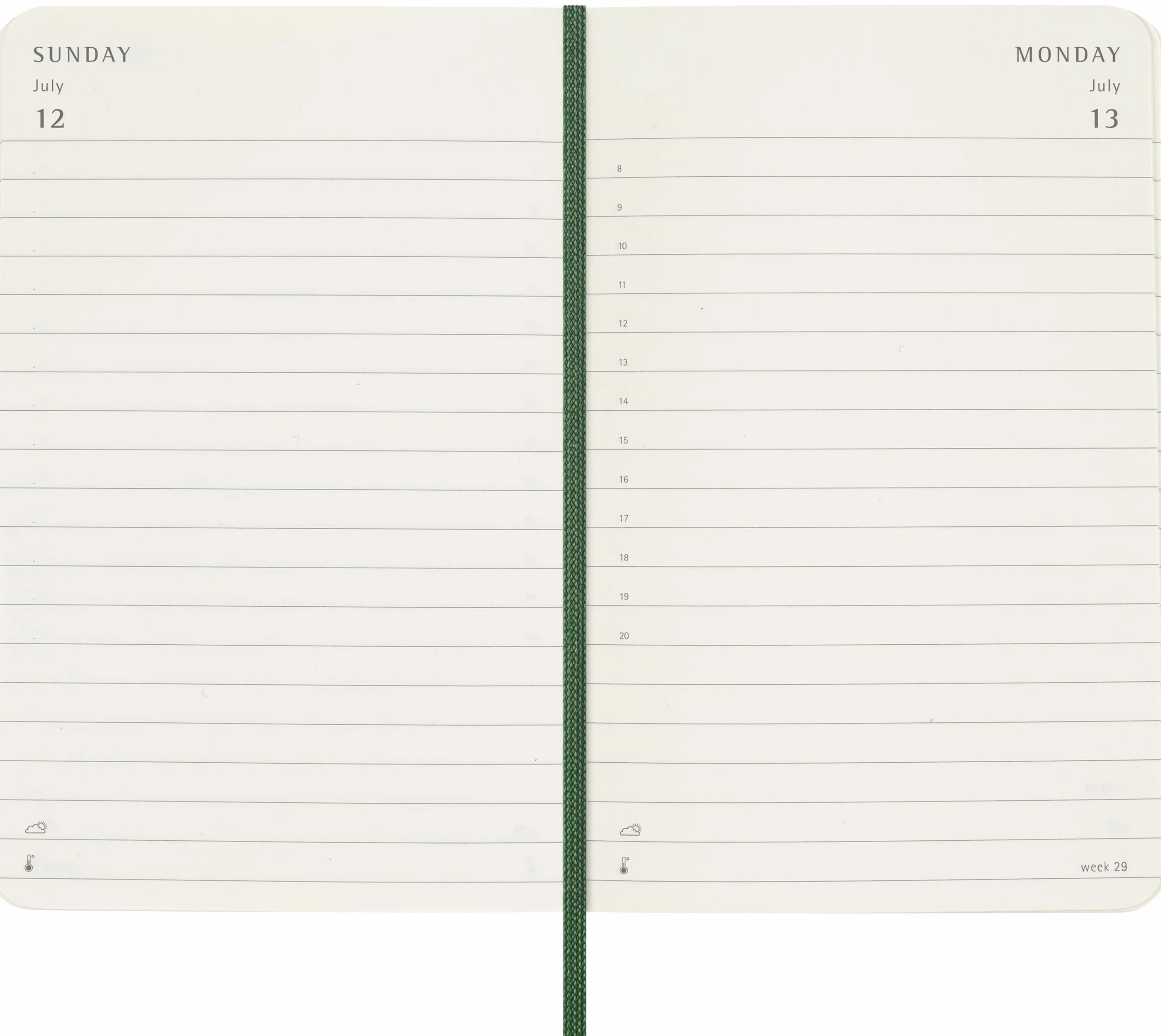 Moleskine Agenda Quotidien Journalier 2026 12 Mois Couverture Souple Fermeture Élastique Format Pocket 9x14 Vert