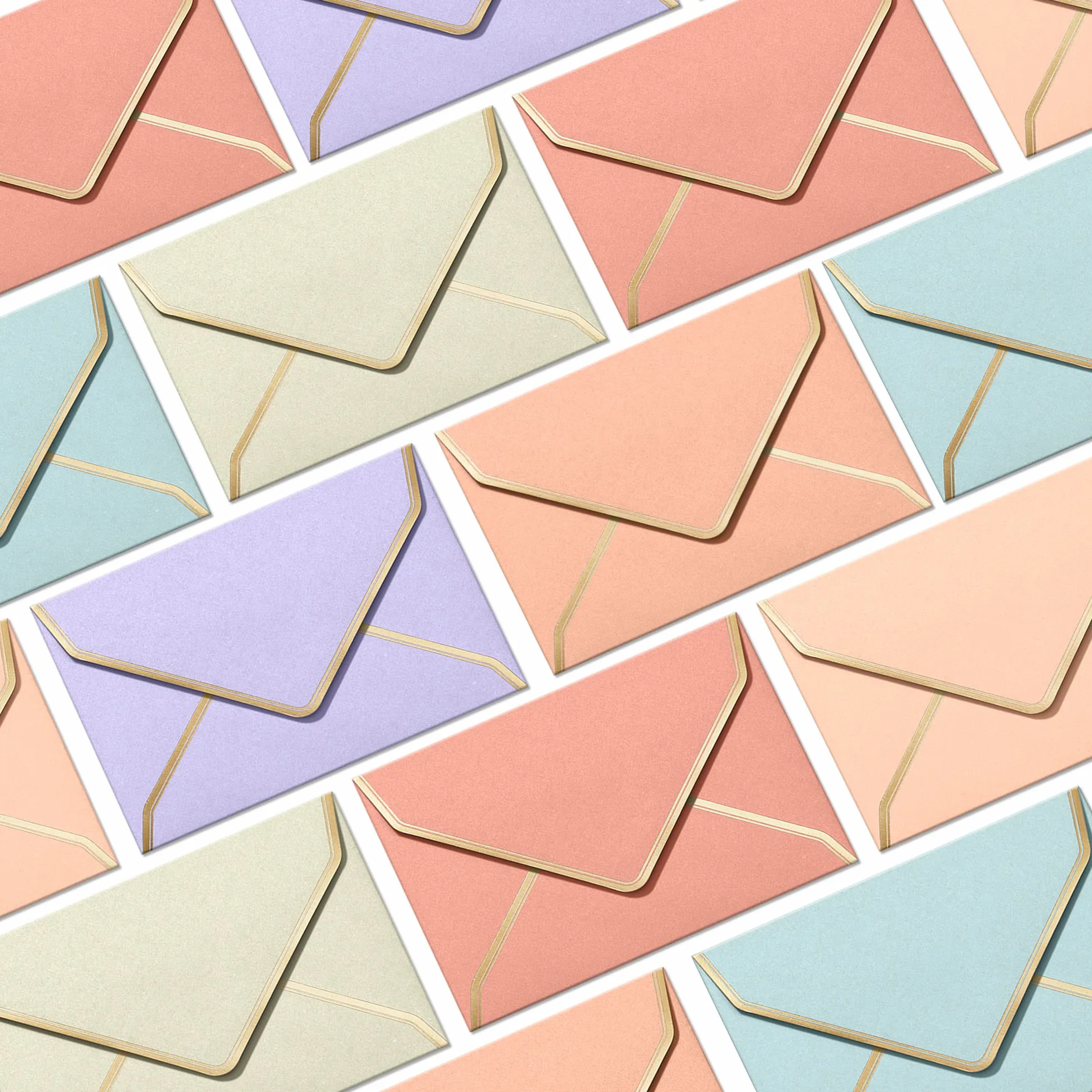 Enveloppes C6 Lot de 30 A6 Liseré Doré 114 x 162 mm 6 Couleurs Pastel