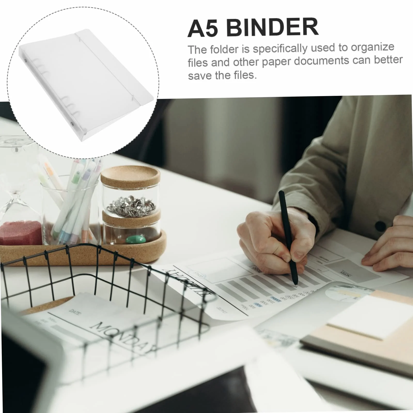 Artibetter Classeur A5 à 6 Anneaux Pp Semi-transparent, Lot de 2