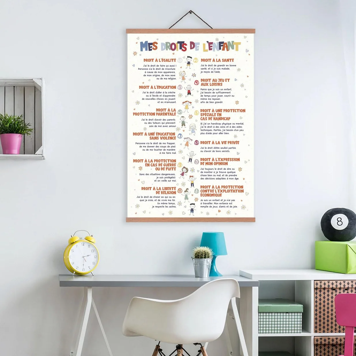 EASTJOY Affiche Des Droits De L'enfant Poster Éducatif Décoration Murale Format A2 60x40cm