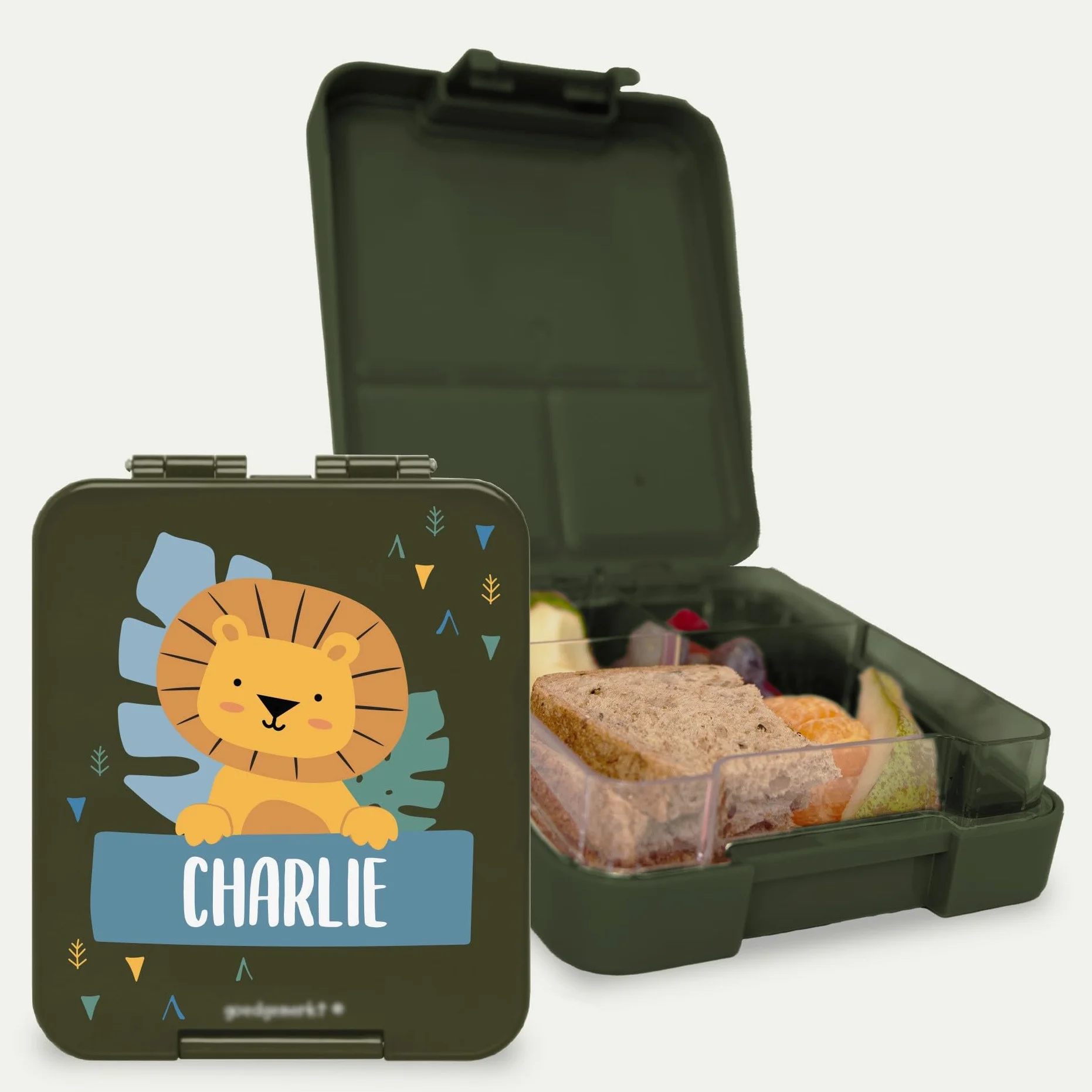 Lunch Box Personnalisée Boite à Goûter Enfant avec Compartiment Micro-ondes Lave-vaisselle Vert Armée