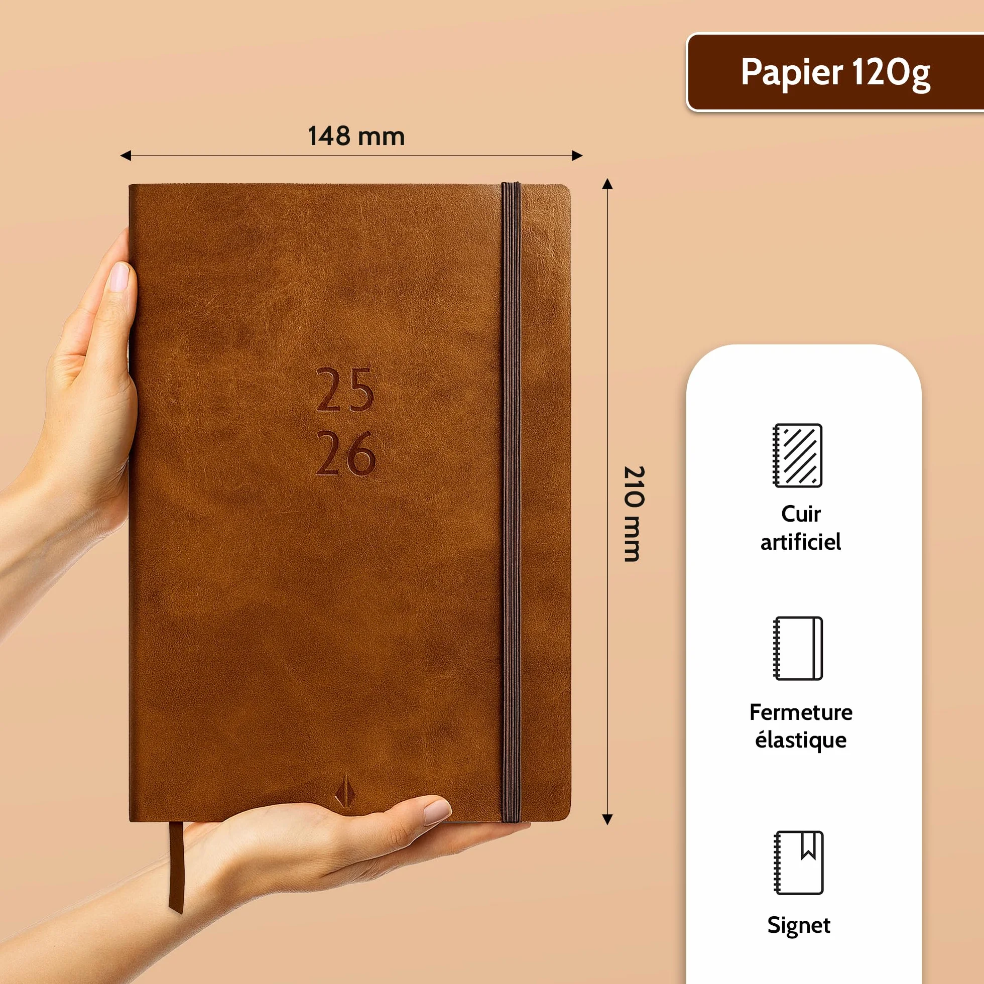 Burde Agency A5 Forma Deluxe Marron Planificateur Hebdomadaire Simili 176 Pages