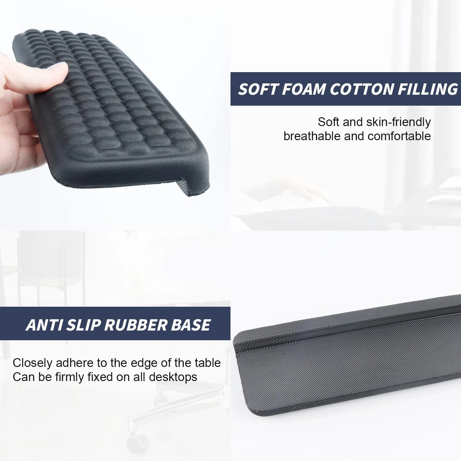 Lot de 2 Repose Coude Bureau Forme L, Repose Poignet Clavier Mousse Mémoire de Forme Antidérapant