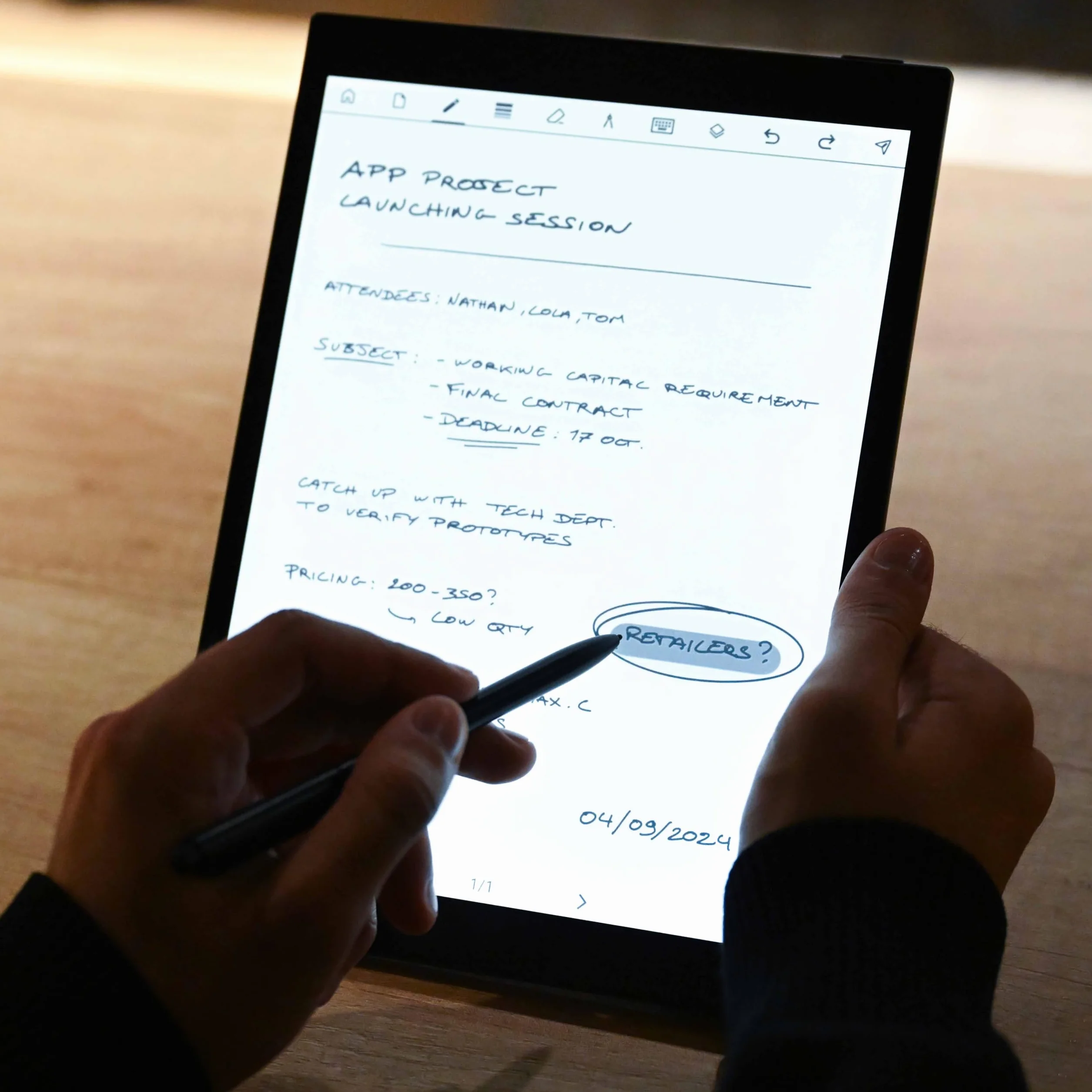Bloc Notes Numérique Étanche Paperslate Pro + Couverture Brune + 4 Mines - Tablette Papier Eink