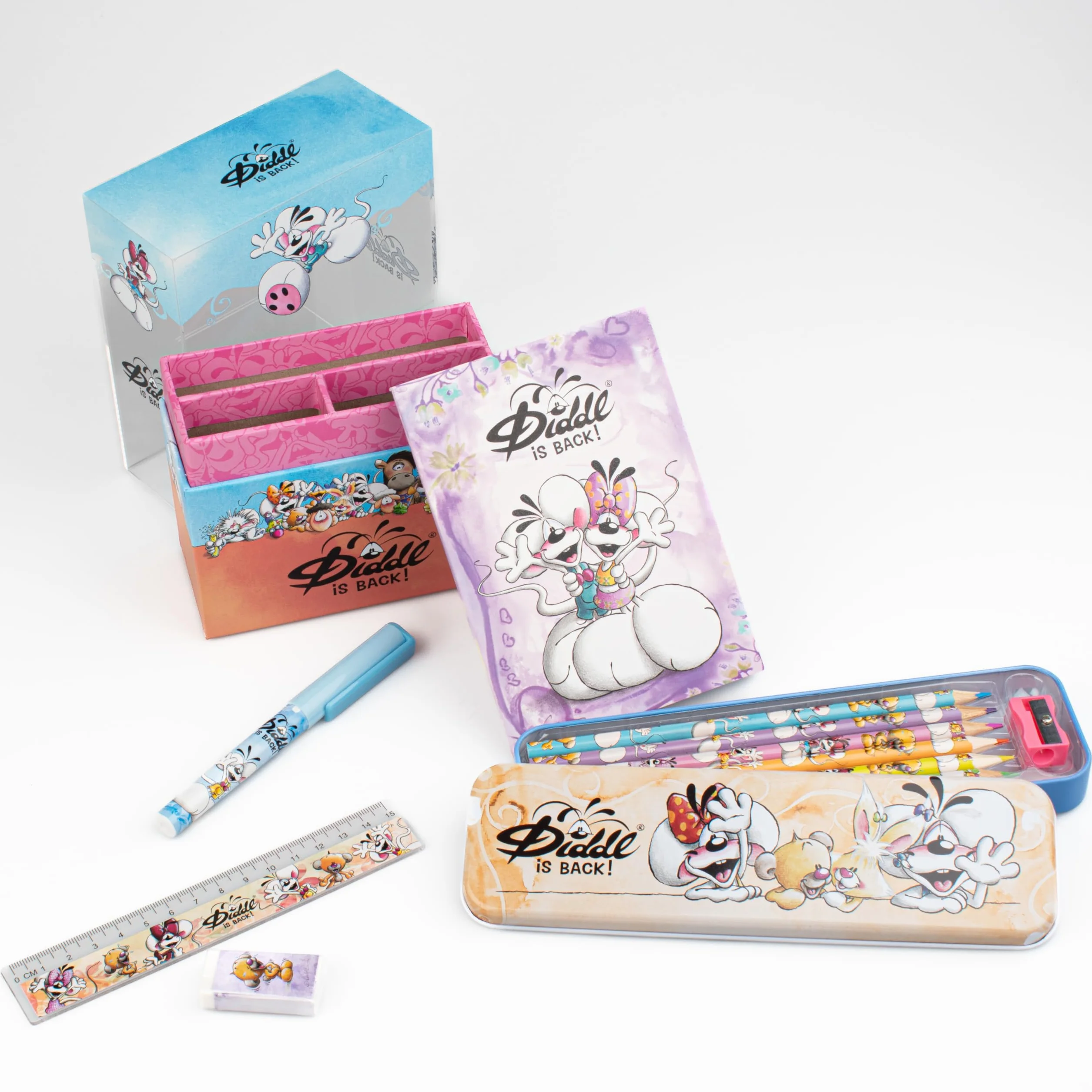 Diddl Set Écriture A6 Papeterie Cahier Stylo Gomme Règle Crayons Couleur Taille Crayon Plumier Cadeau Enfant Nostalgique Années 90