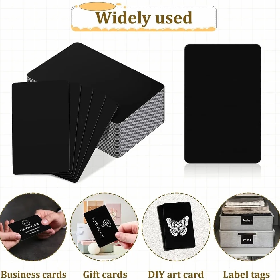 Cartes de Visite en Métal Noir 0,8 mm Aluminium Vierges