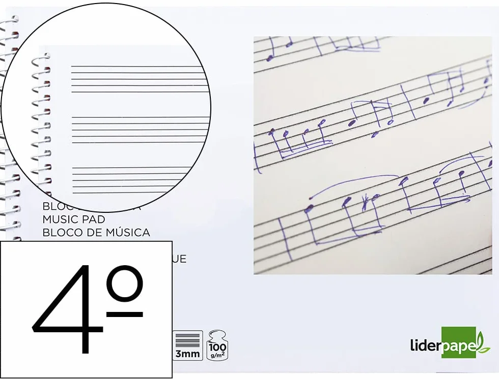 Bloc de musique Pentagramme 3 mm 4 20 feuilles 100 G/M2 (BM03)