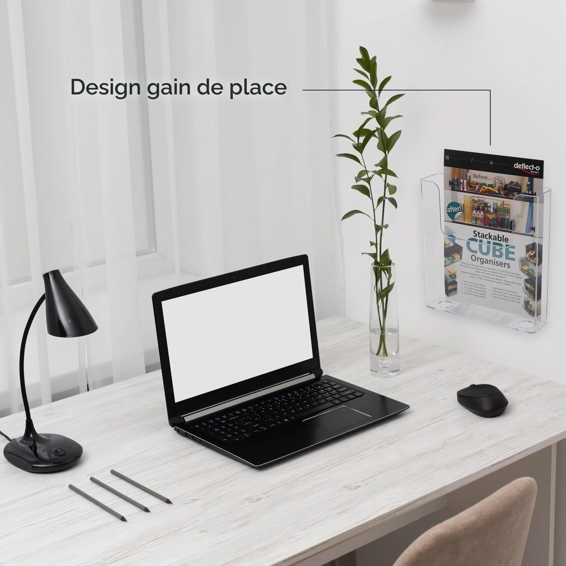 Deflecto Porte-revues mural A4 dos plat pour affichage dépliants brochures menus