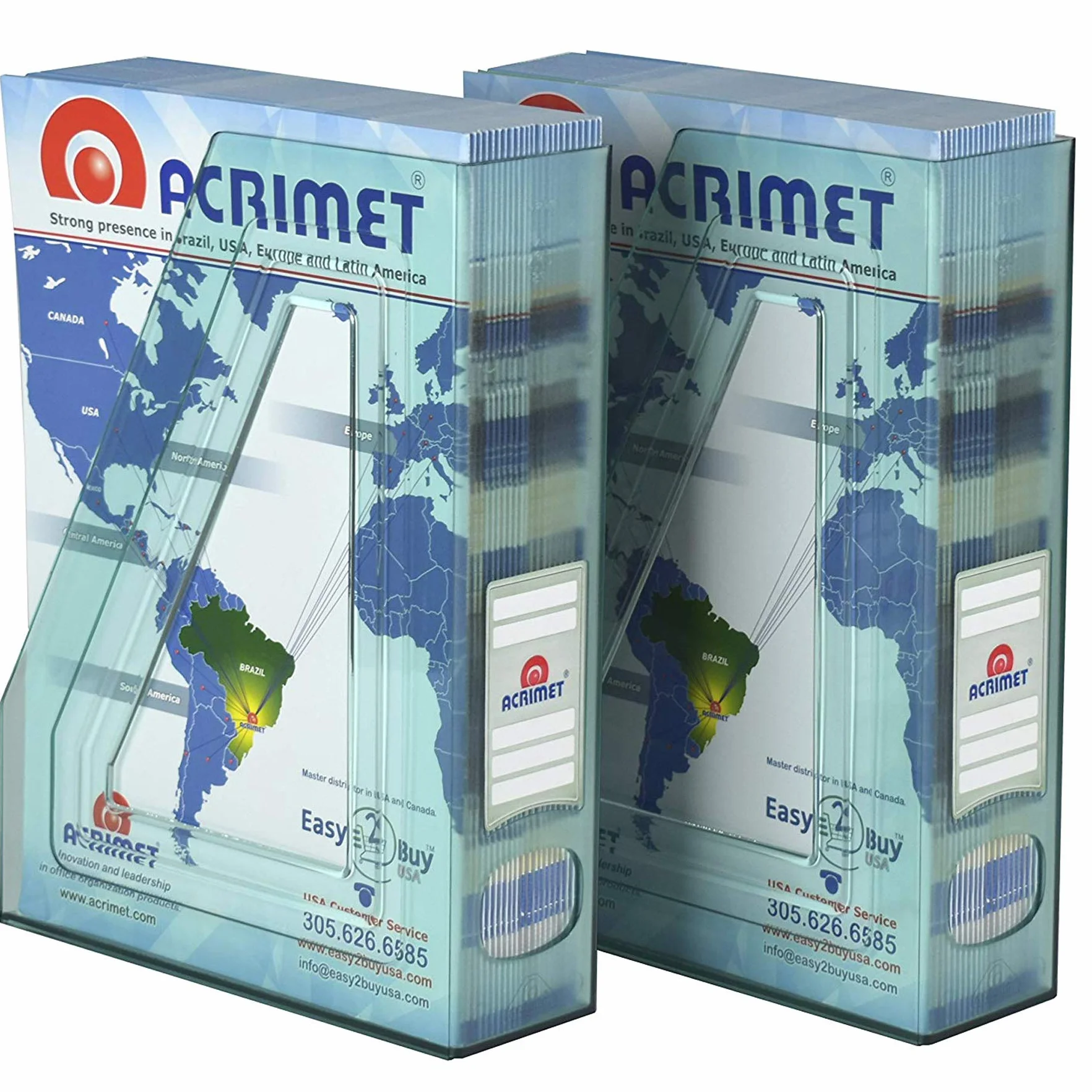 Acrimet Porte-Revues Support Durable Organisateur Dossiers Bureau Plastique Vert Transparent Lot de 2