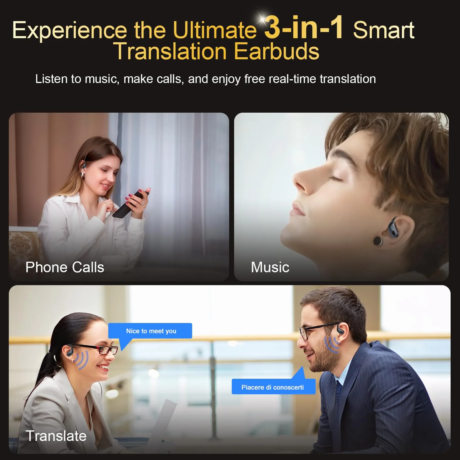 STECEi AI Traducteur Vocal Instantané 75Hrs 164 Langues 6 Modes 3 en 1 Écouteur Traduction