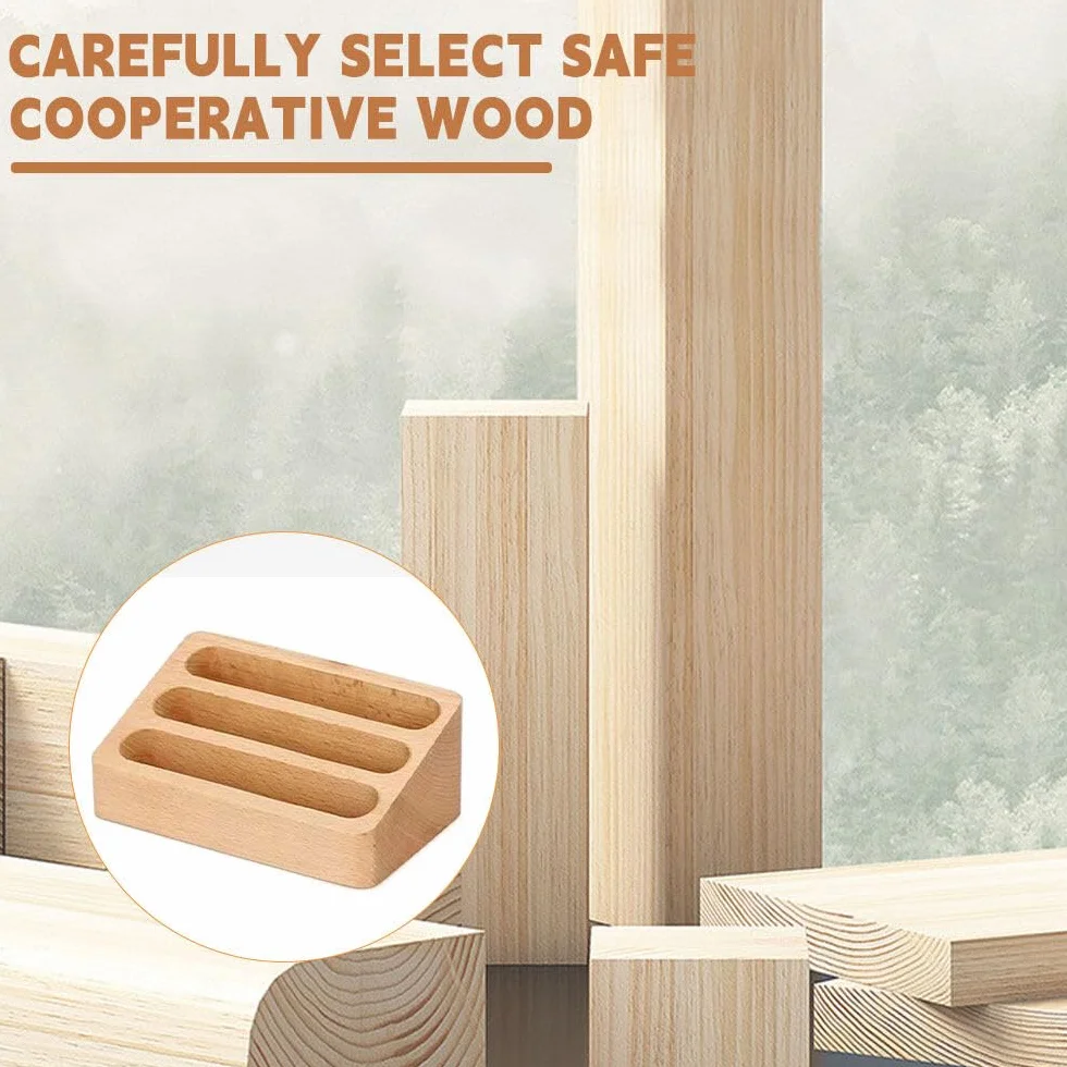 Porte-Cartes de Visite 3 étages en Bois Massif, Support Créatif pour Bureau et Réception