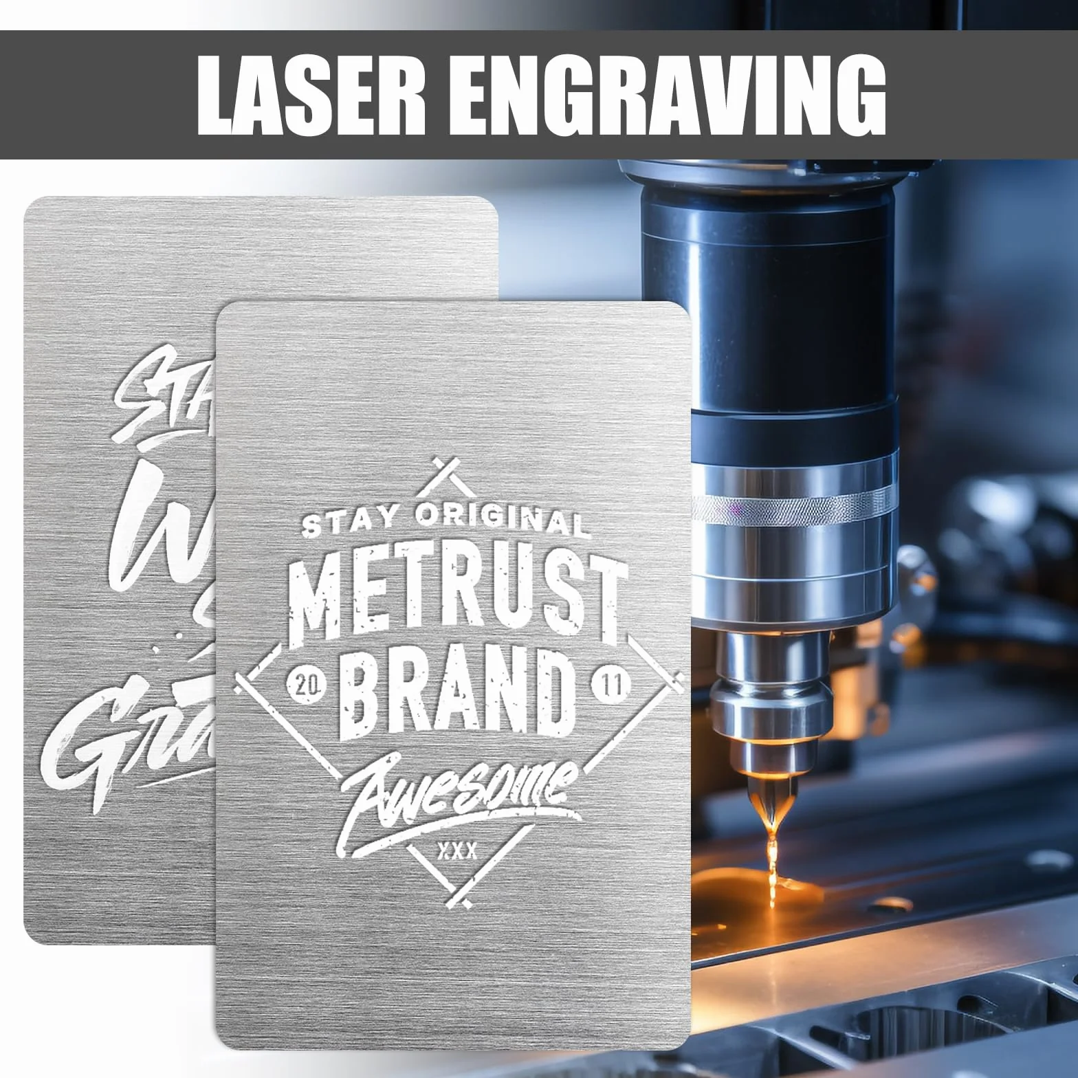 Cartes de visite en métal aluminium acier inoxydable 8,5 x 5,5 cm 0,45 mm vierges multicolores gravées au laser lot de 30