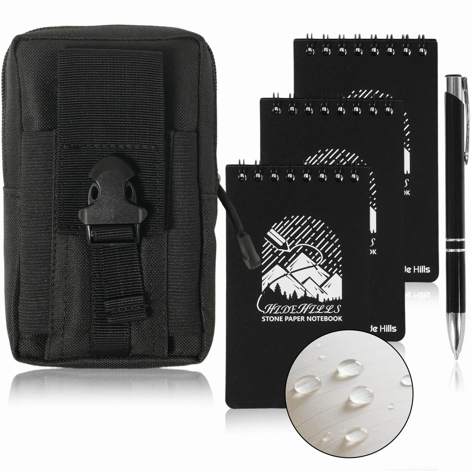Waterproof Notebook 3" x 5" Write in the Rain Stone Paper Notebook Spiral Bound with Pen and Bag