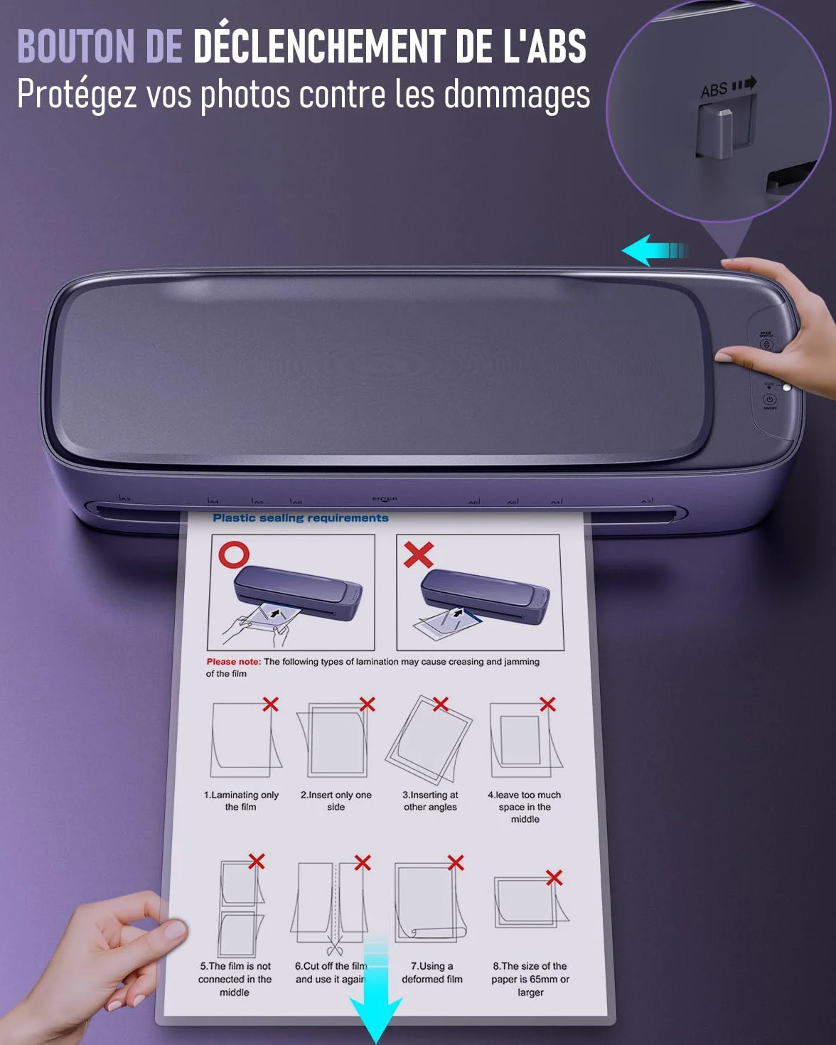 Plastifieuse A3 Thermique et Froid 9 en 1 avec 30 Pochettes, Massicot et Arrondisseur pour Bureau École