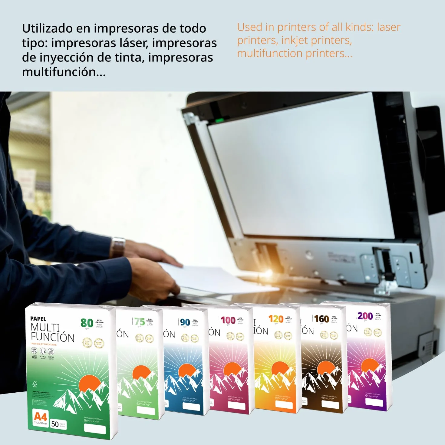 Ofituria Folios A4 120 g 200 feuilles Papier Polyvalent pour Imprimante Laser et Injection