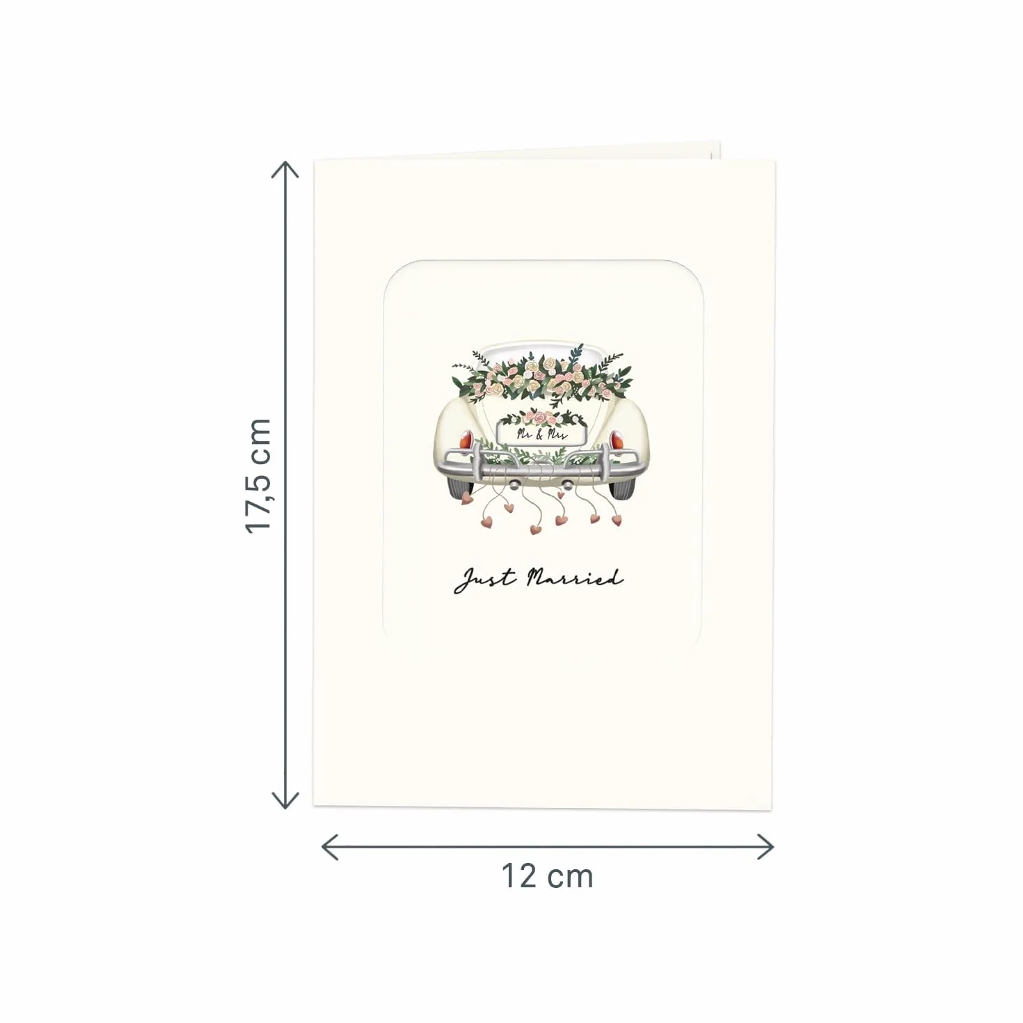 Papercrush® Carte Pop-up Voiture de Mariage Just Married 3D - Carte de Vœux Félicitations pour Union, Cadeau Argent Voyage de Noces Lune de Miel