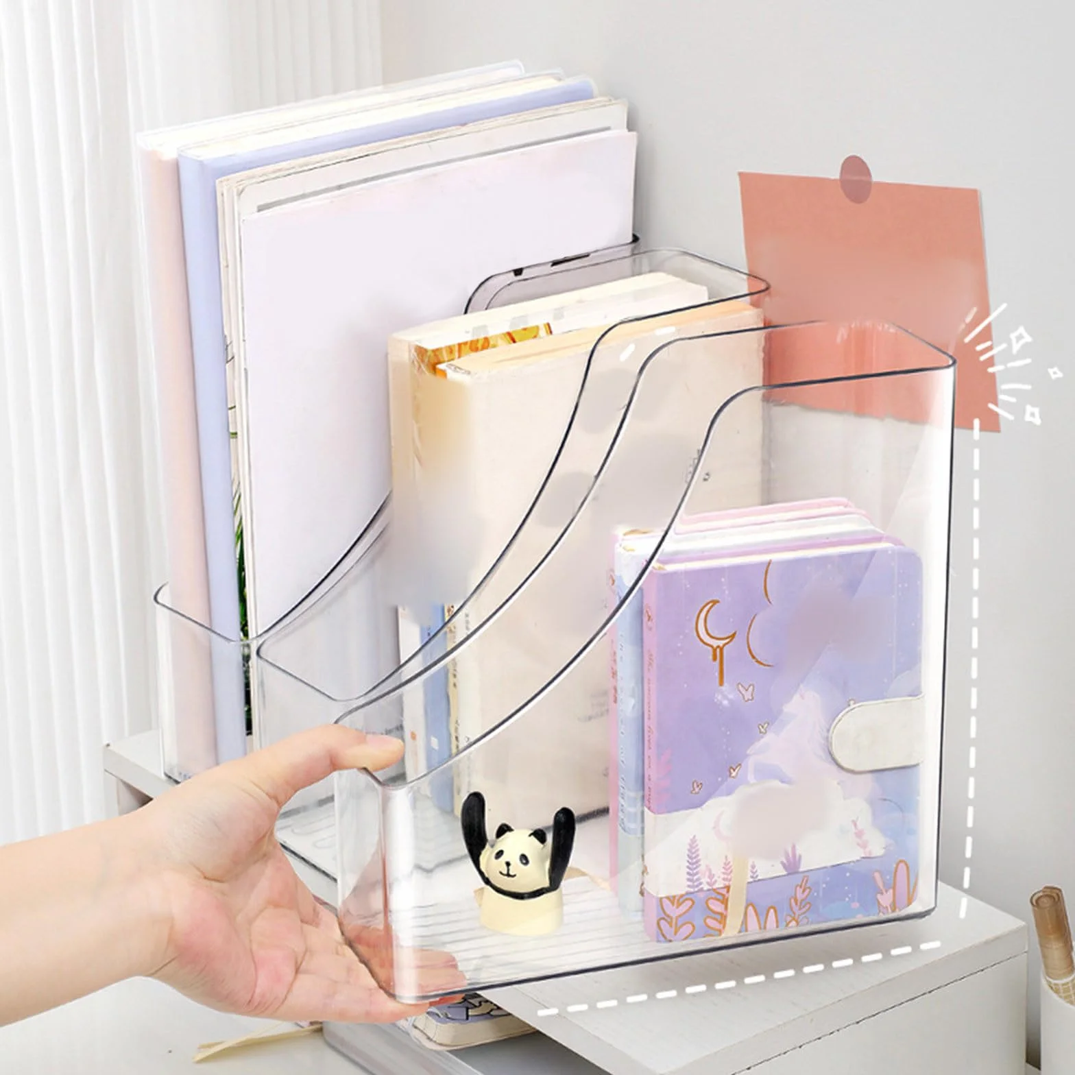 Porte-documents vertical en plastique transparent A4 Organiseur de documents Design acrylique 22.5x22.5cm