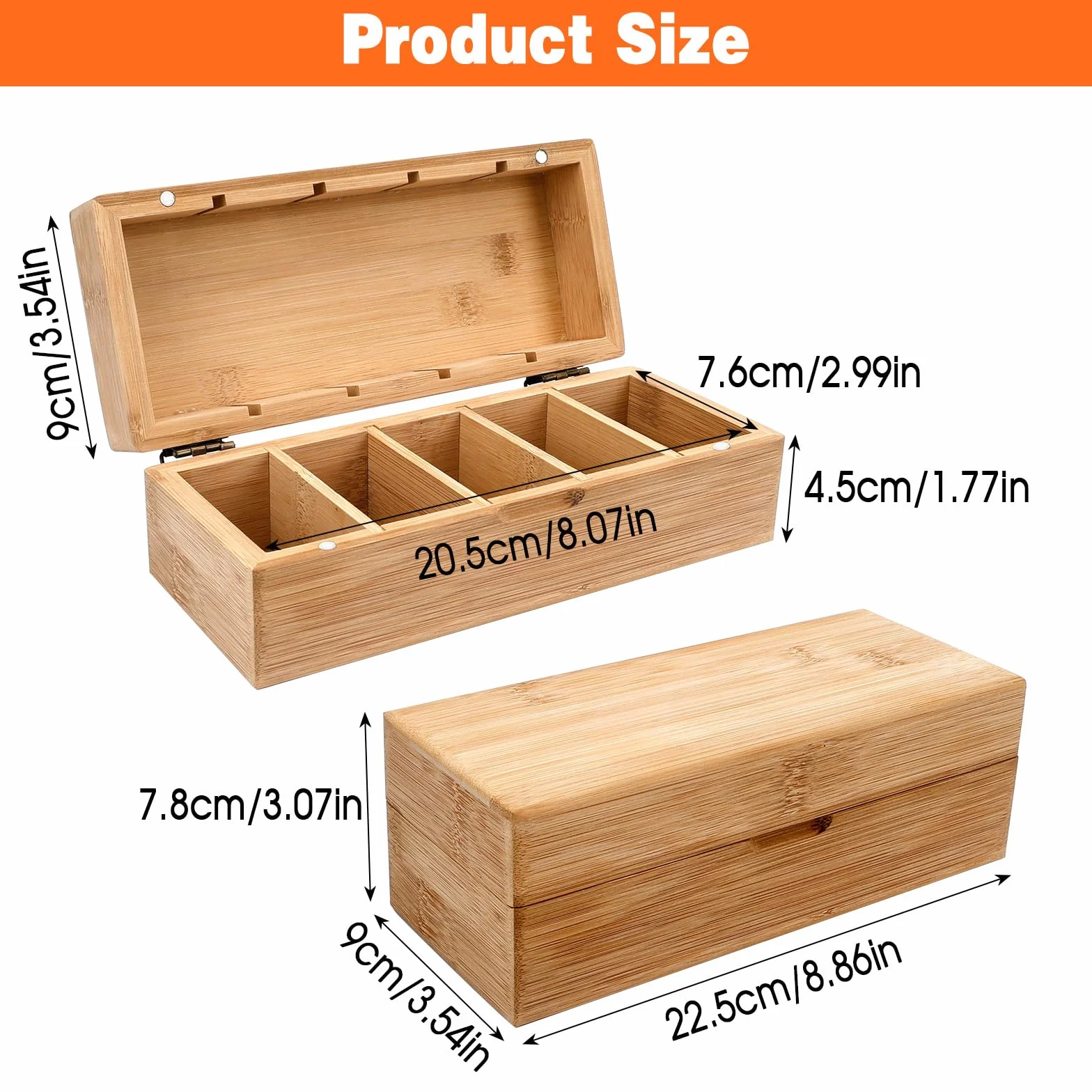Dadabig Boîte à Fiches en Bois A8 5 Compartiments 800 Cartes 22,5 x 9 x 8 cm