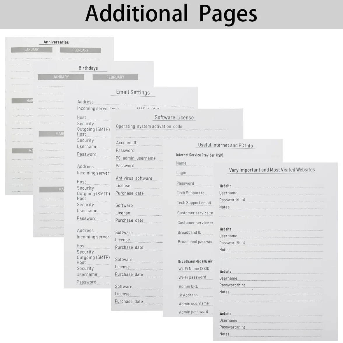 Carnet de mots de passe A5 avec onglets alphabétiques A-Z, gestionnaire pour 480 mots de passe