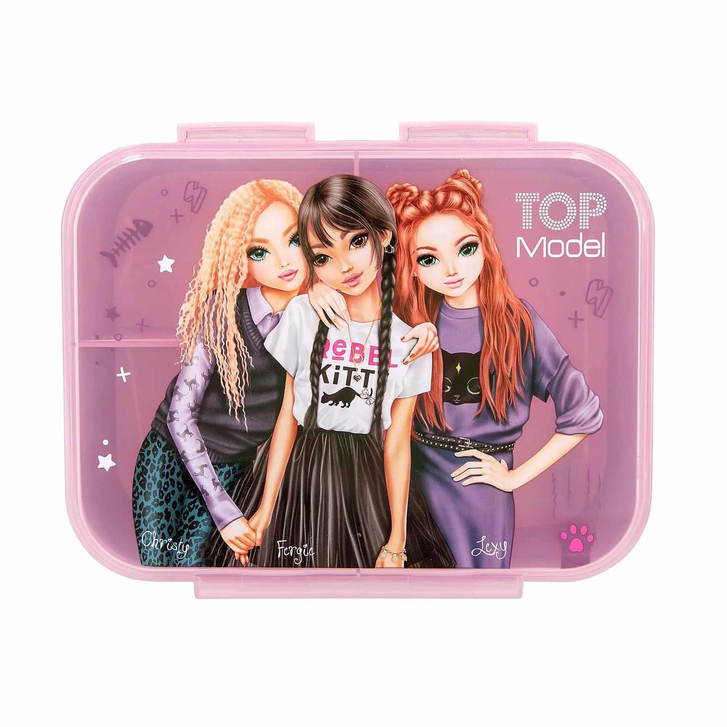 Depesche TOPModel Rebel Kitty Boîte à Déjeuner Violet 3 Compartiments Couvercle Transparent