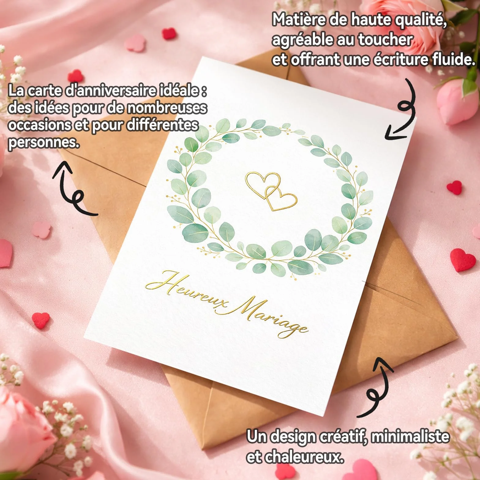 Carte mariage félicitation avec enveloppe