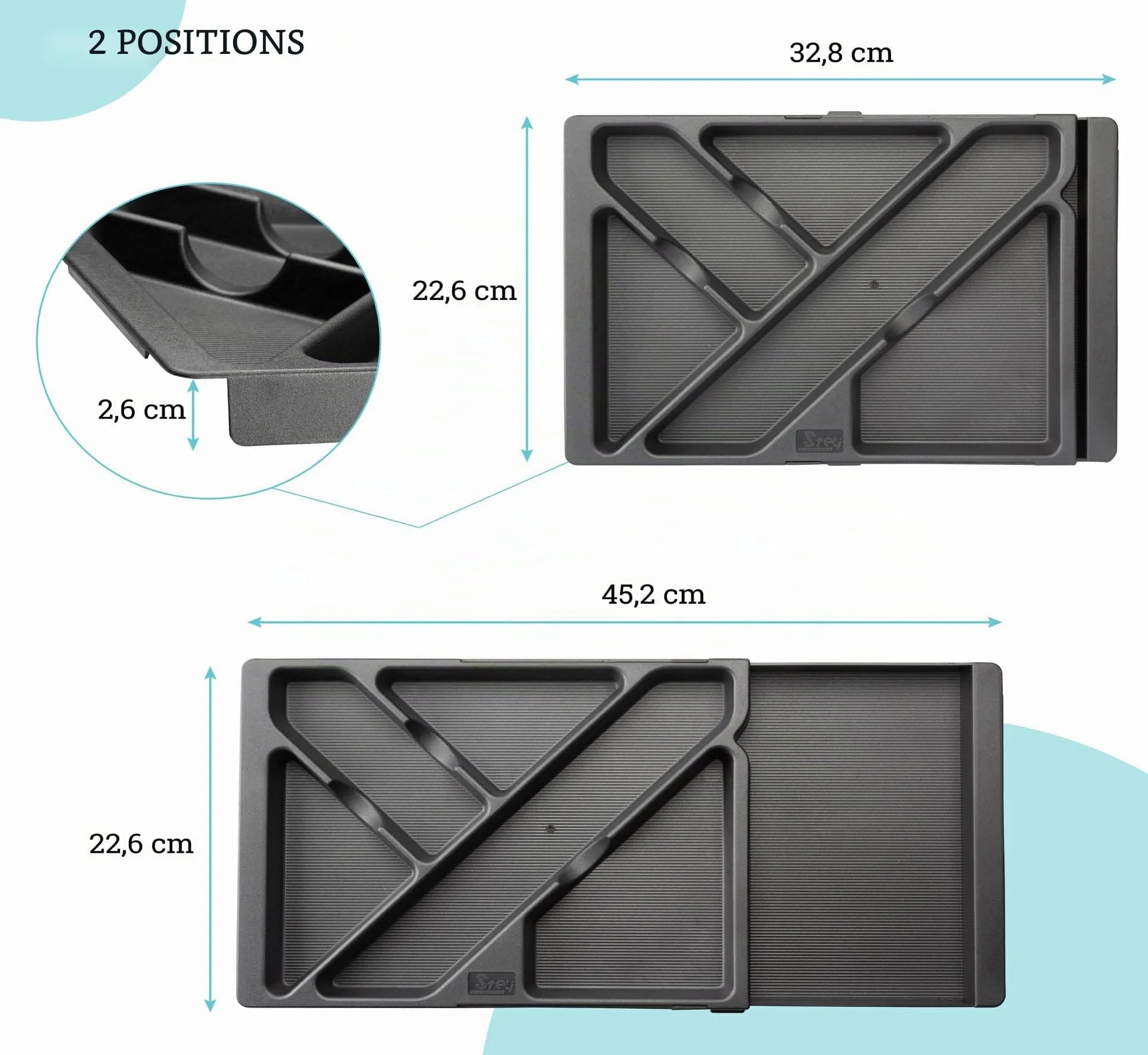 Plateau extensible pour tiroir de bureau plastique recyclé 32,8-45,2 x 22,5 x 2,5 cm Noir Made in EU