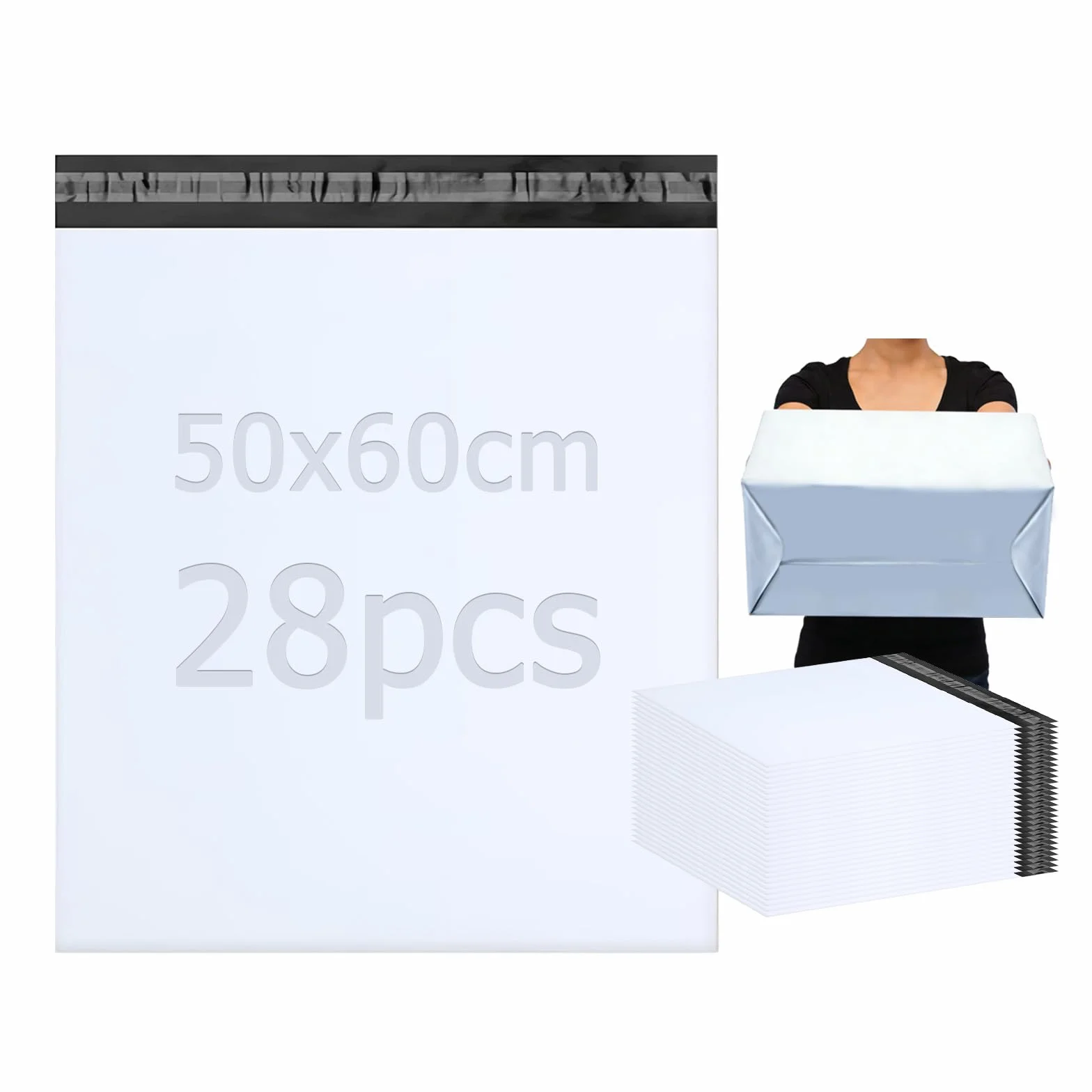Enveloppe Plastique Expedition 28 Pièces 50x60cm Autoadhésive Sac Opaques