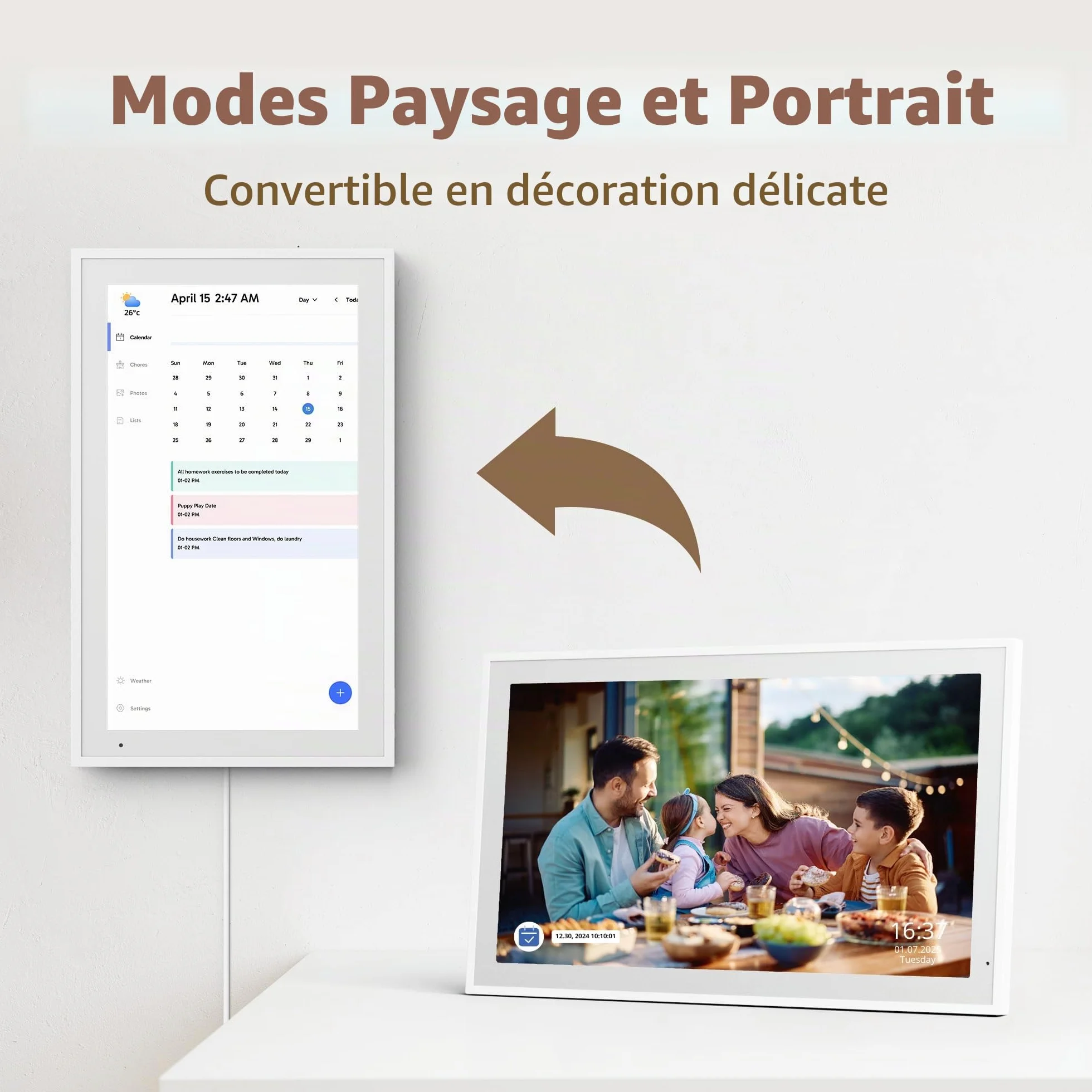 Dragon Touch Calendrier Numérique 21,5" 1920x1080 FHD Écran Tactile Mémoire 32 Go TM21 Blanc