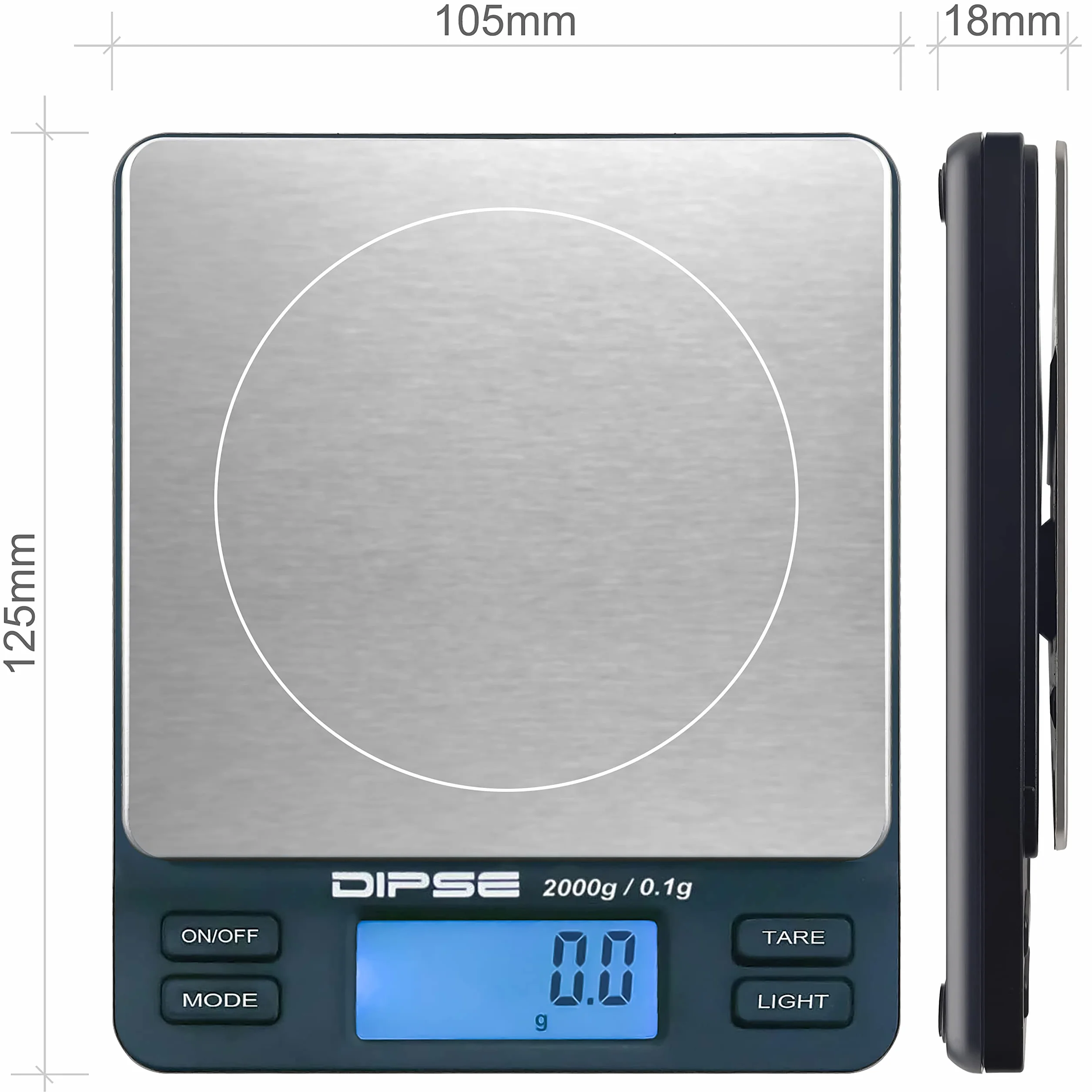 Balance numérique haute précision Dipse TP 2000g x 0,1g avec plateforme extra grande